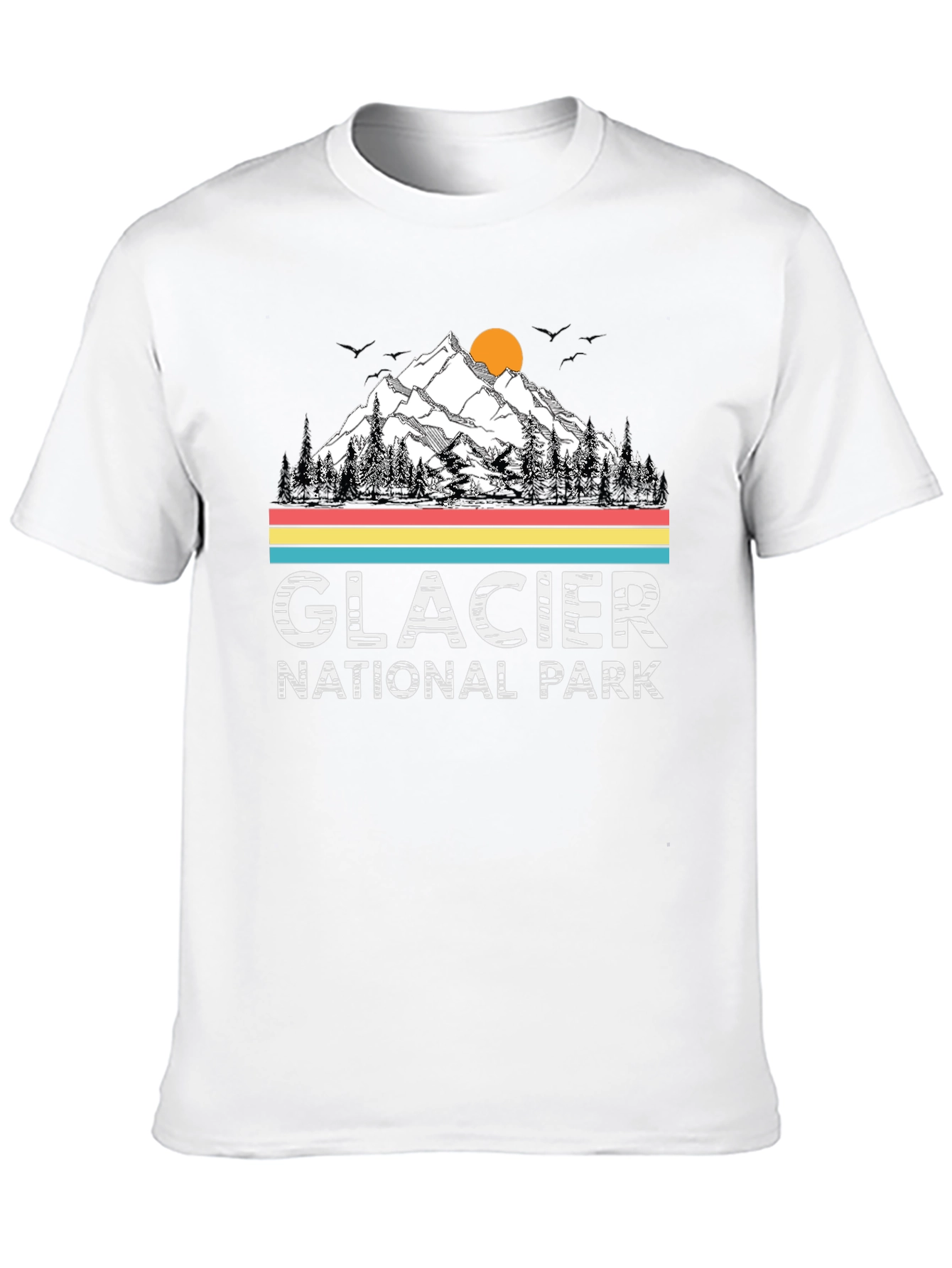 Glacier National Park Black T-Shirt - Mountain Scene