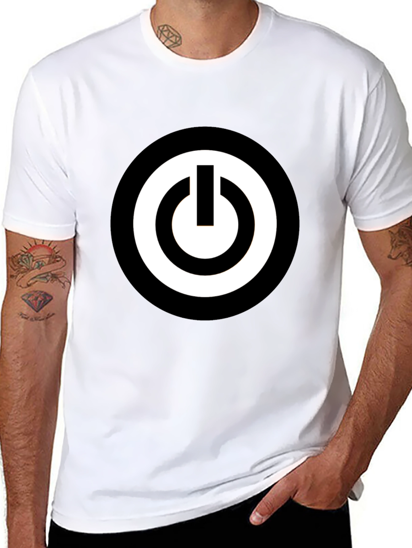 Black T-Shirt with Power Button Graphic