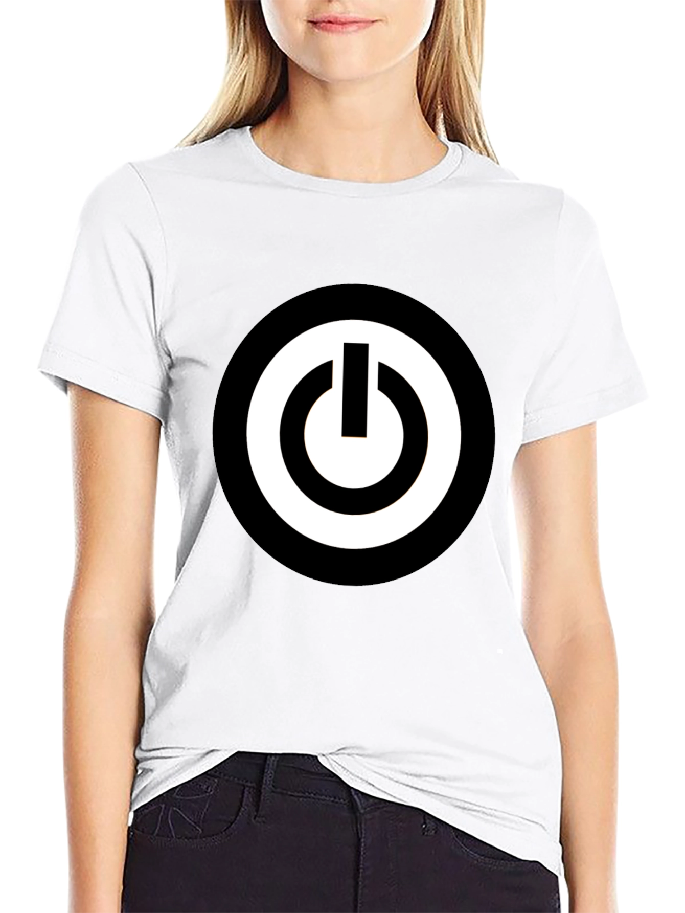 Black T-Shirt with Power Button Graphic