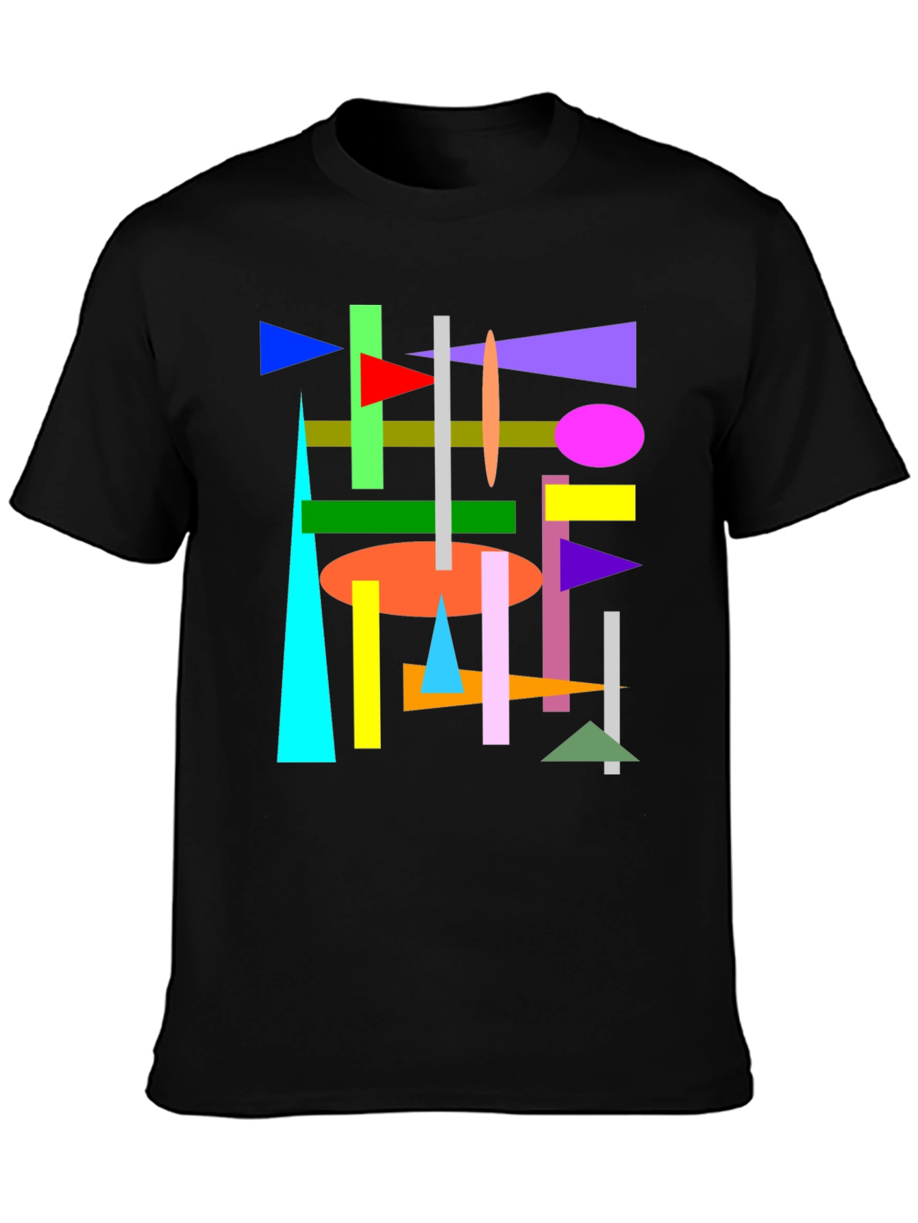 Abstract Geometric Shapes Black T-Shirt