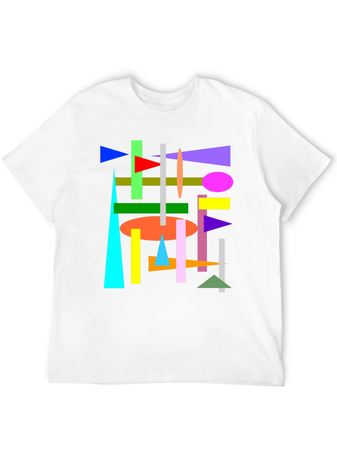 Abstract Geometric Shapes Black T-Shirt