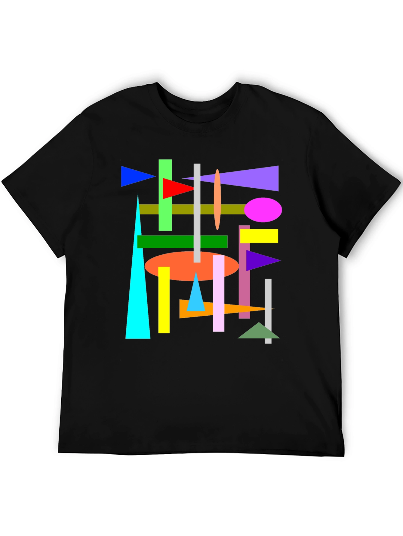 Abstract Geometric Shapes Black T-Shirt