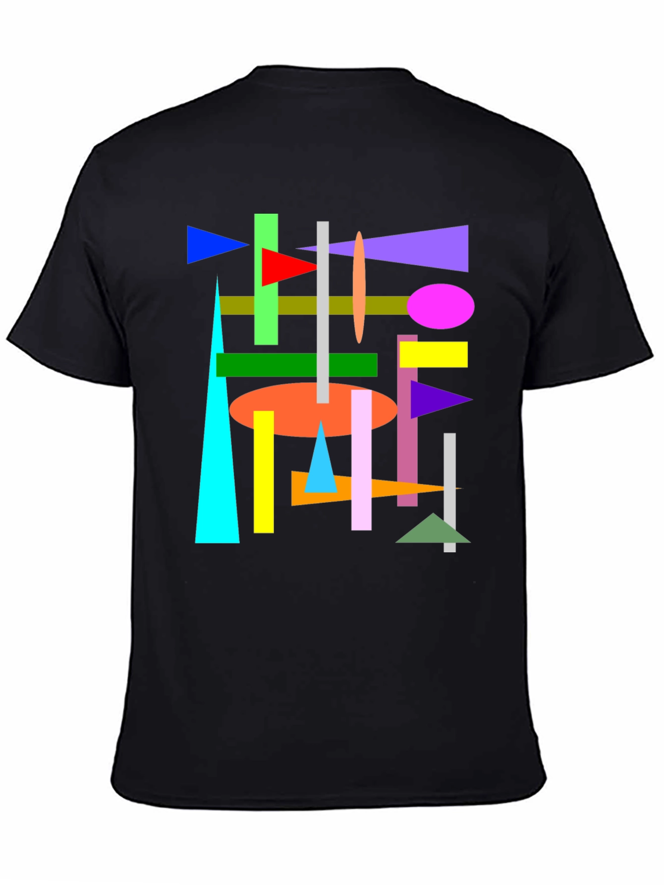 Abstract Geometric Shapes Black T-Shirt