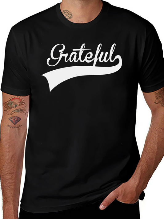 Grateful Graphic Tee - Black Cotton Blend T-Shirt