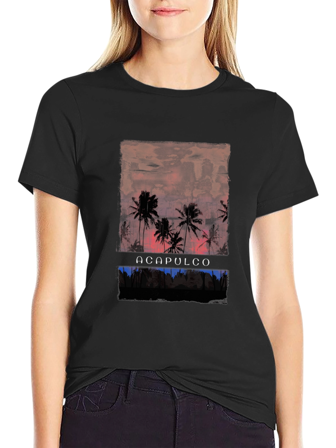 Acapulco Sunset Palm Tree Graphic T-Shirt