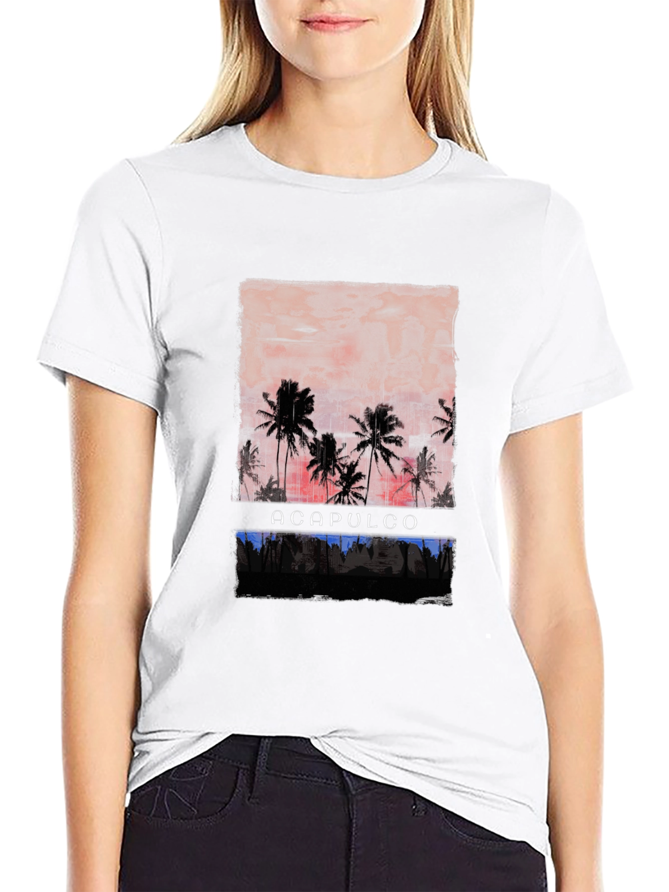 Acapulco Sunset Palm Tree Graphic T-Shirt