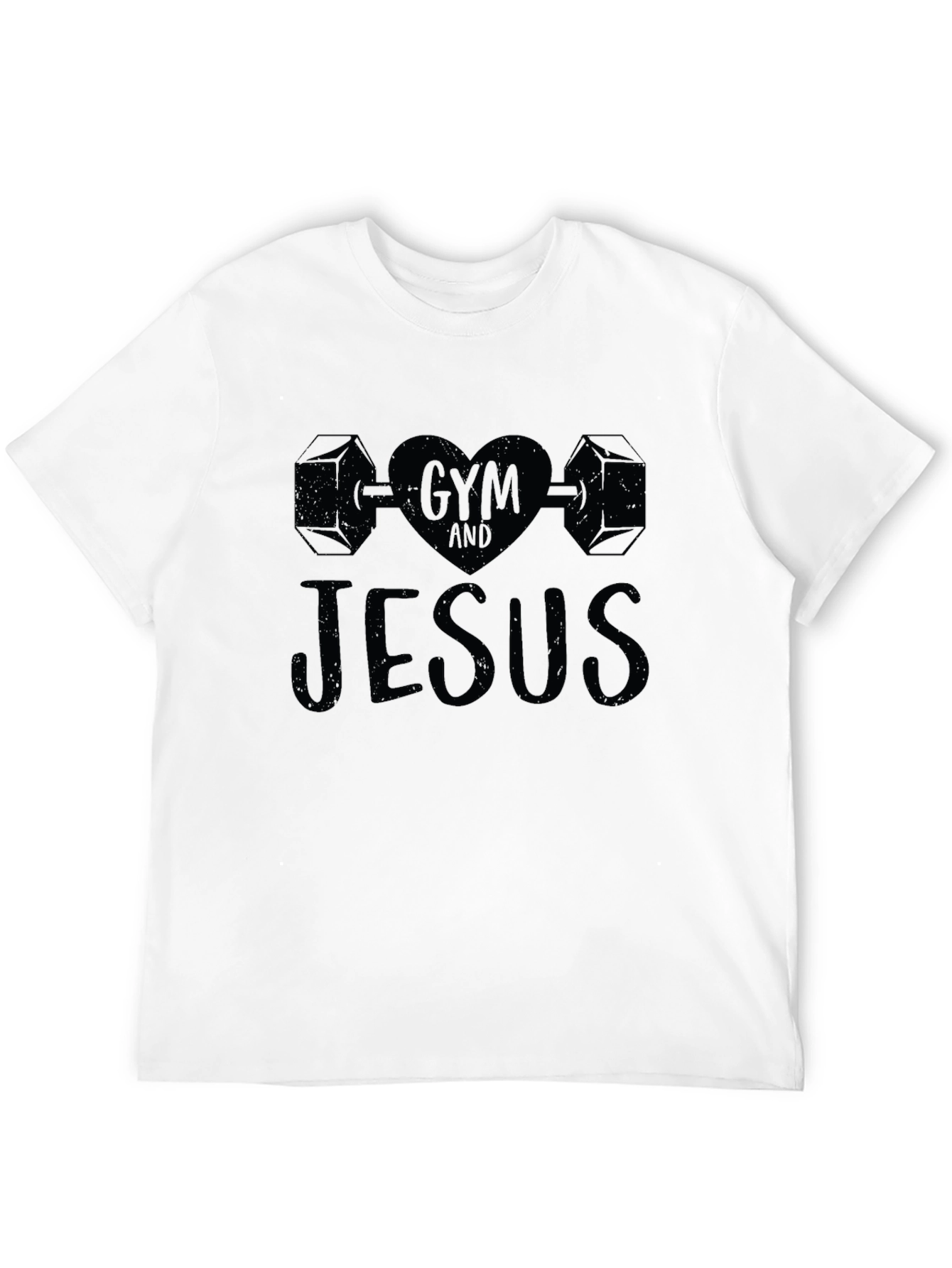 Gym and Jesus Black T-Shirt Religious Workout Tee