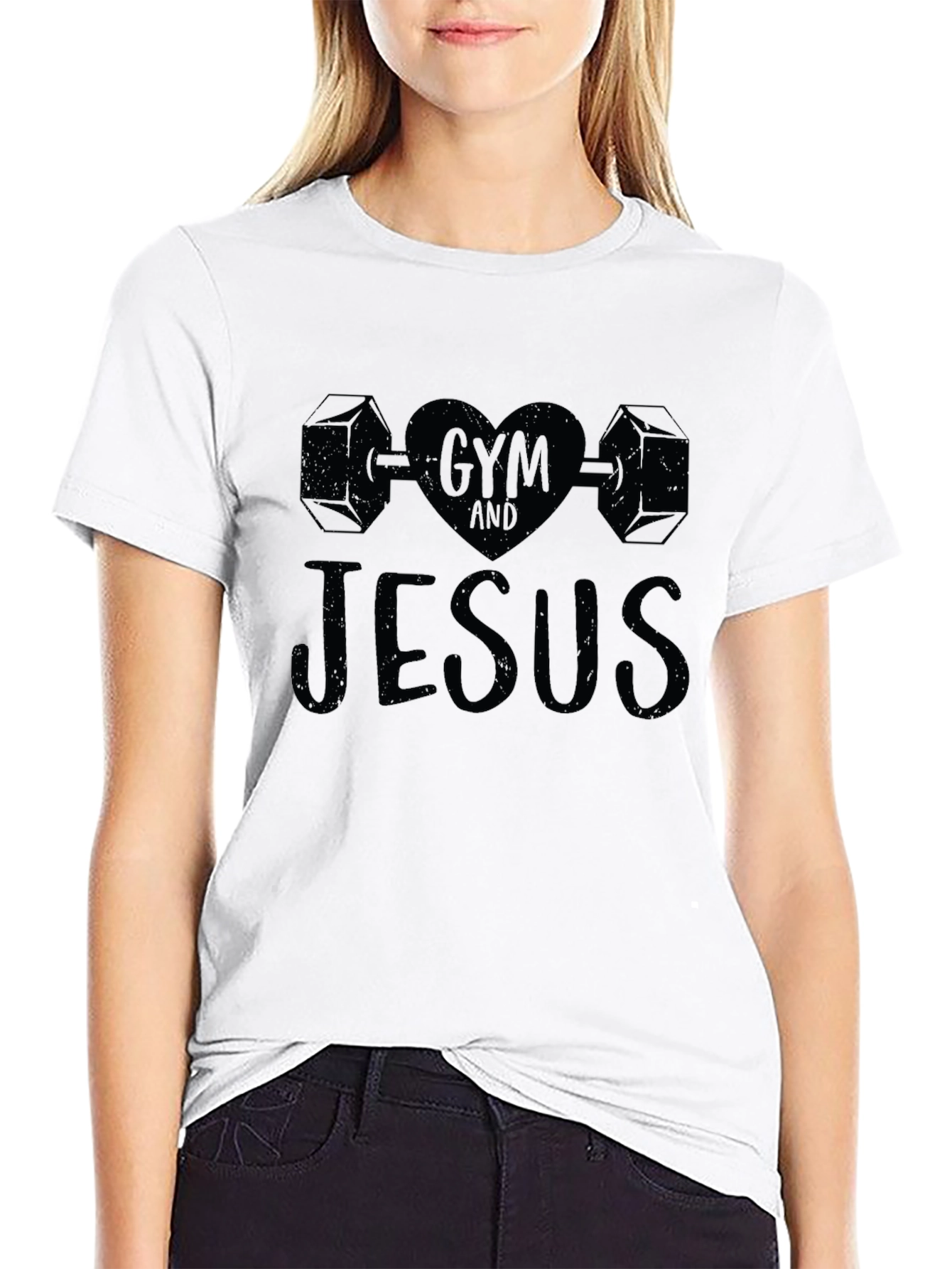 Gym and Jesus Black T-Shirt Religious Workout Tee