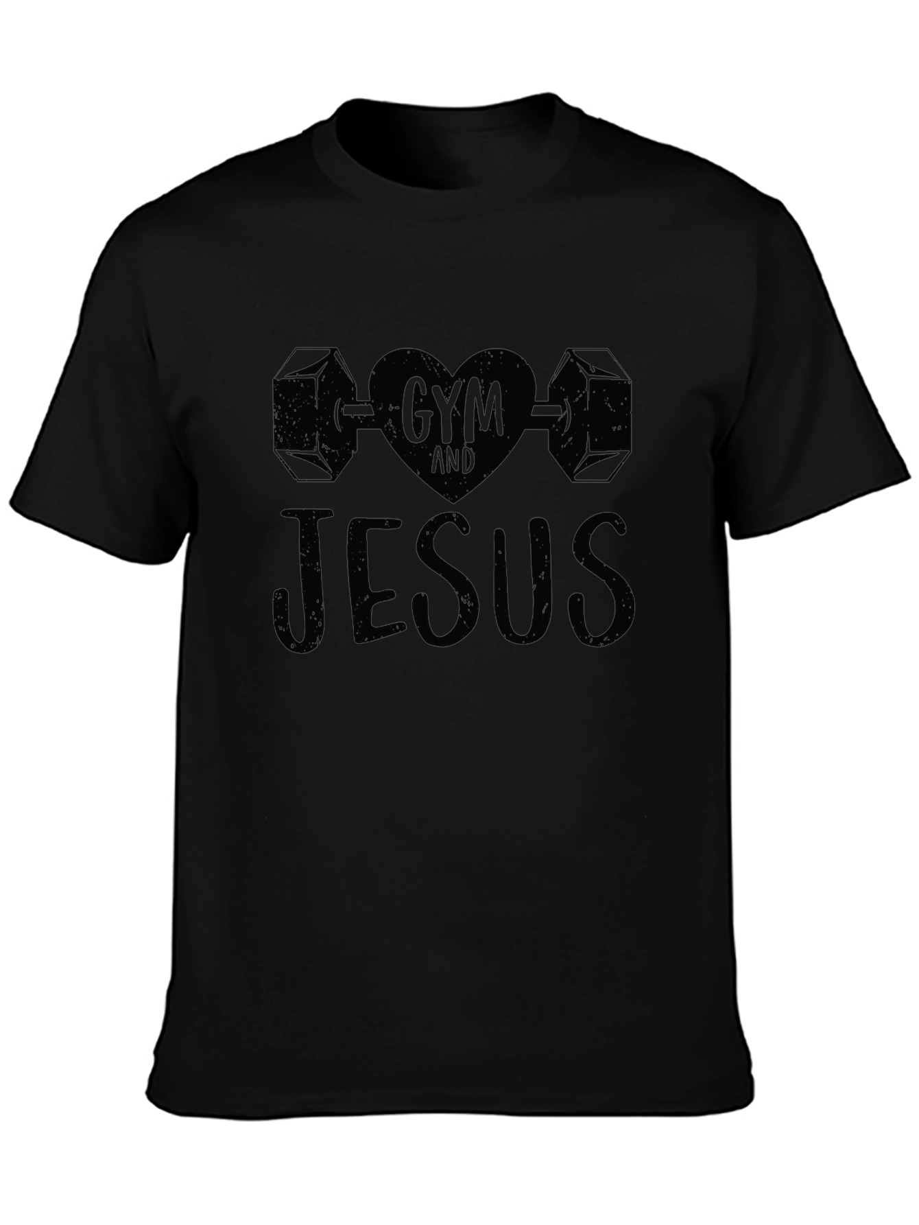 Gym and Jesus Black T-Shirt Religious Workout Tee