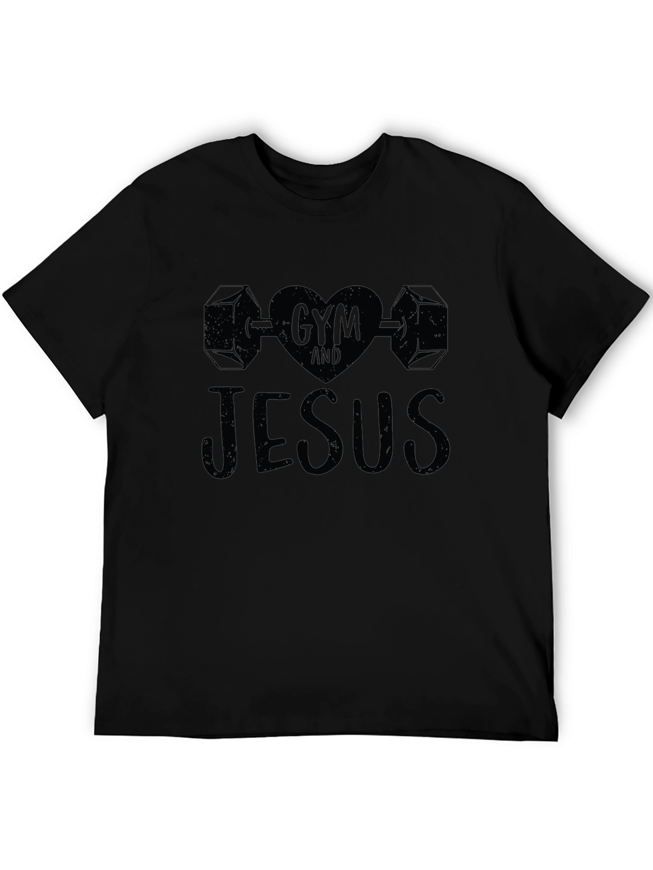 Gym and Jesus Black T-Shirt Religious Workout Tee