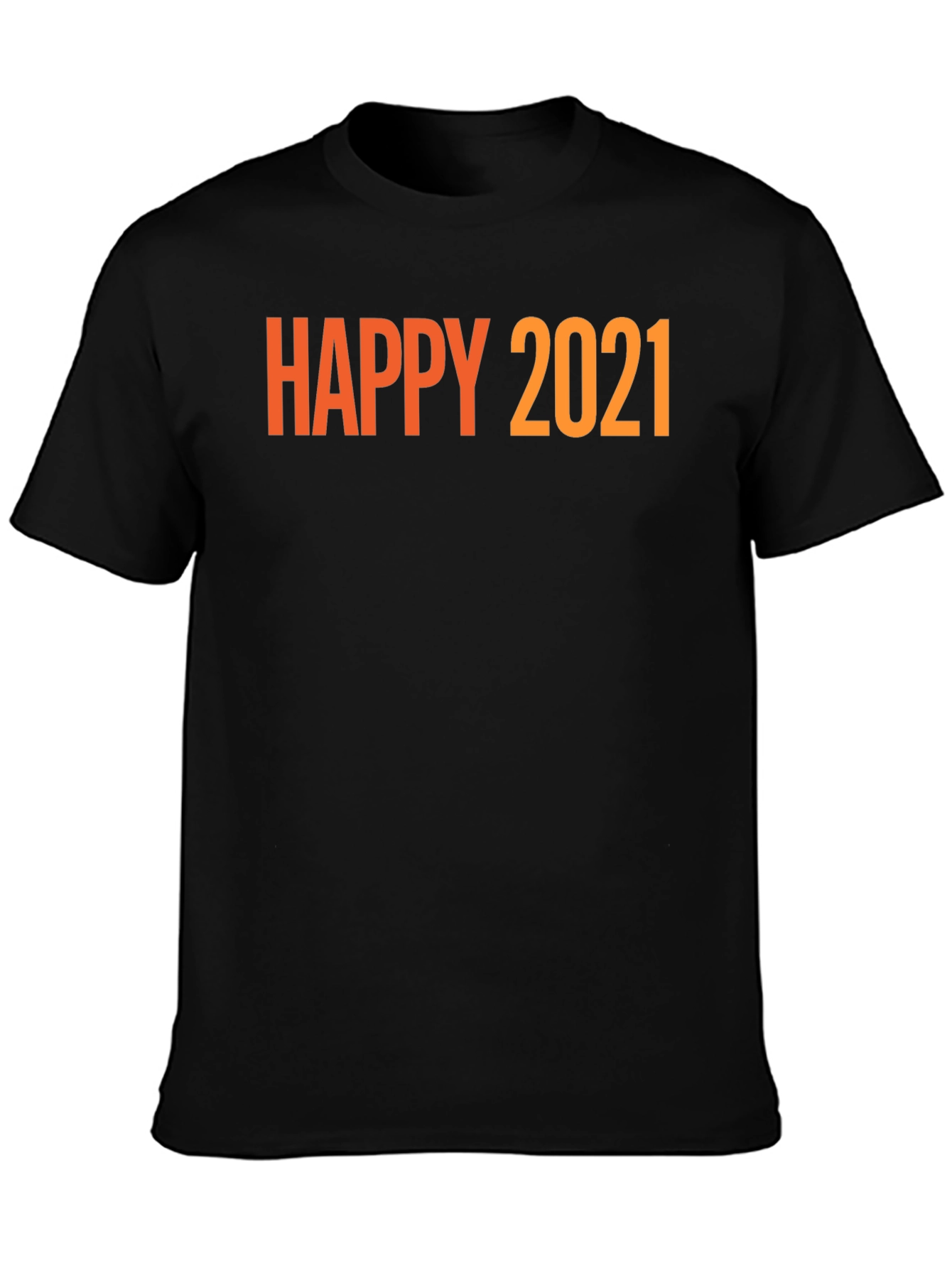 Happy 2021 Graphic Tee - Black Crew Neck
