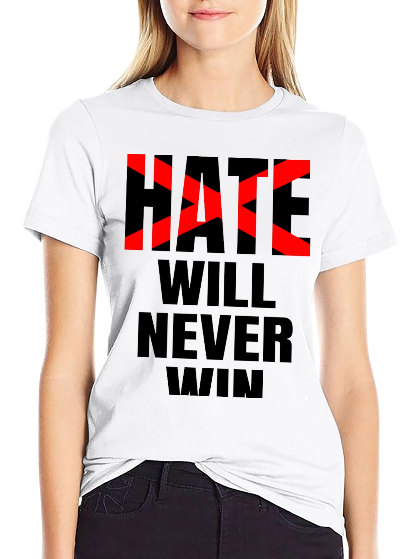 Hate Will Never Win Graphic Tee - Black