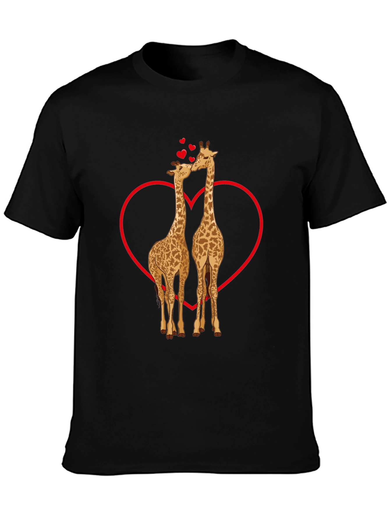 Giraffe Love Valentines Day Black T-Shirt