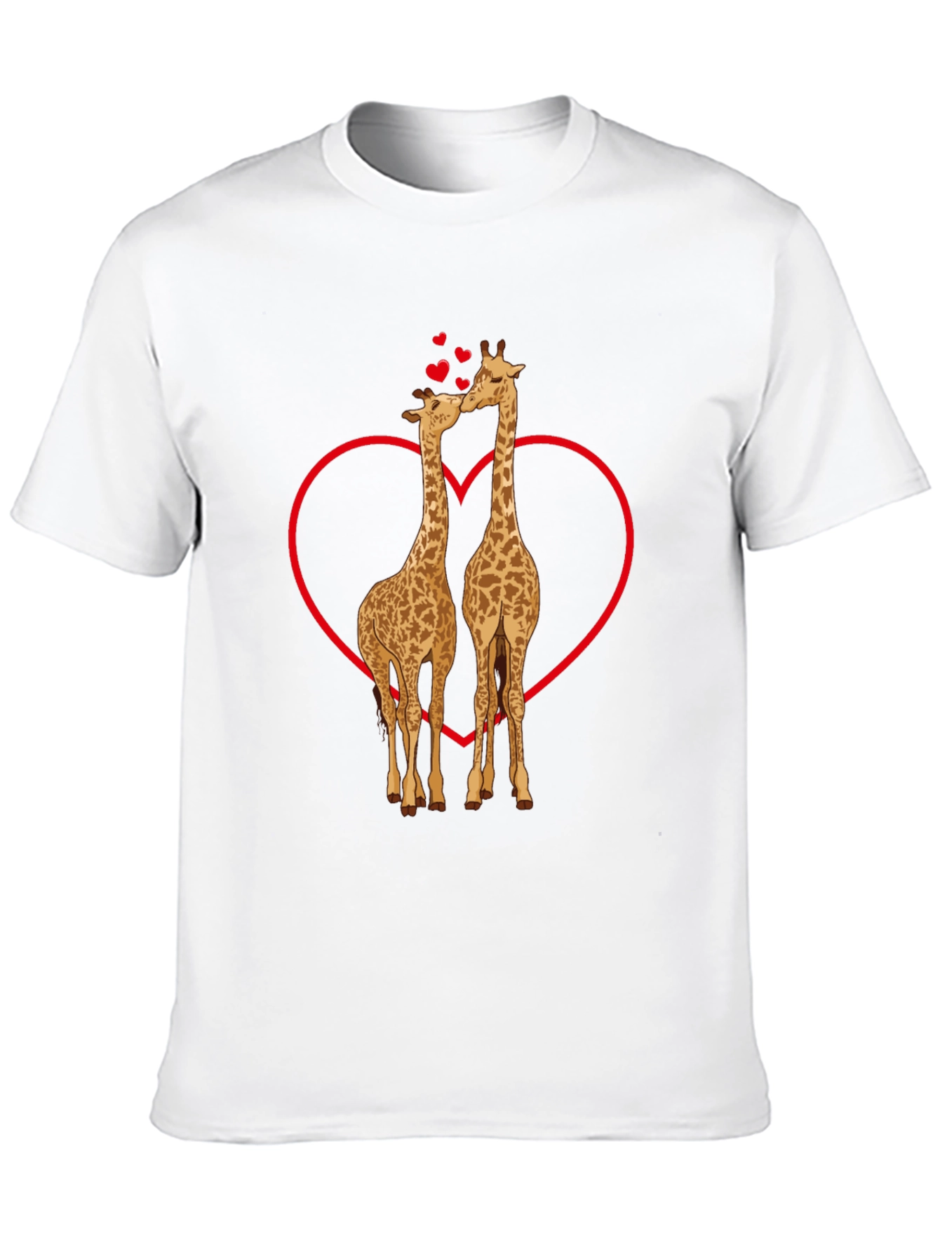 Giraffe Love Valentines Day Black T-Shirt