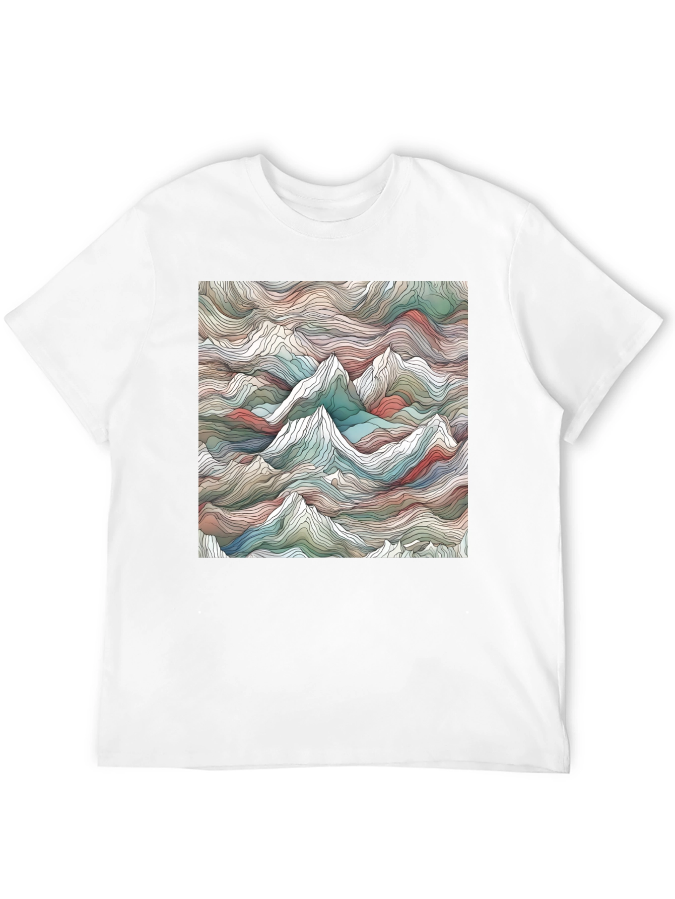 Abstract Mountainscape Graphic Tee - Stylish Black T-Shirt