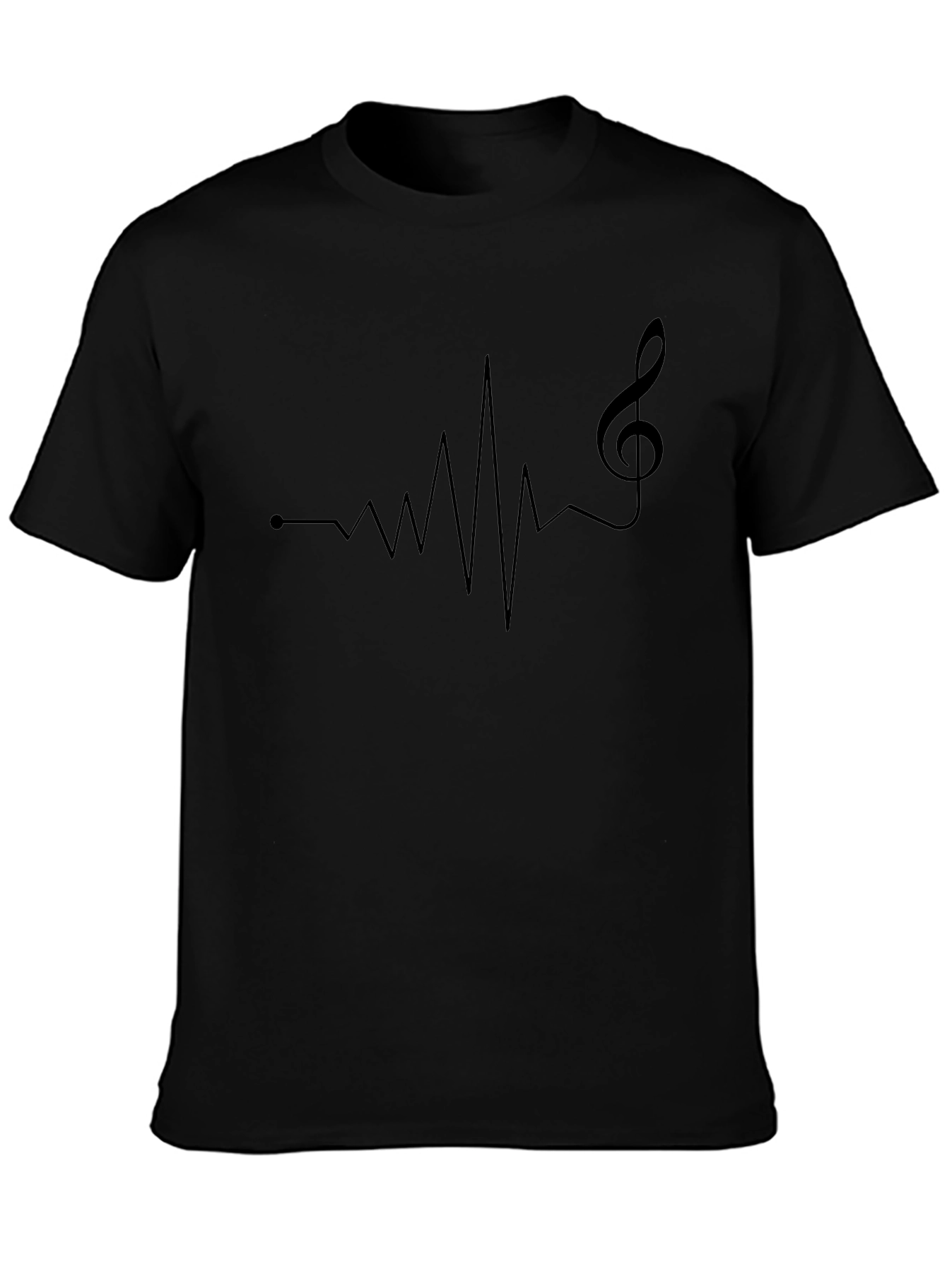 Heartbeat Music Note Graphic Tee - Mens Black T-Shirt