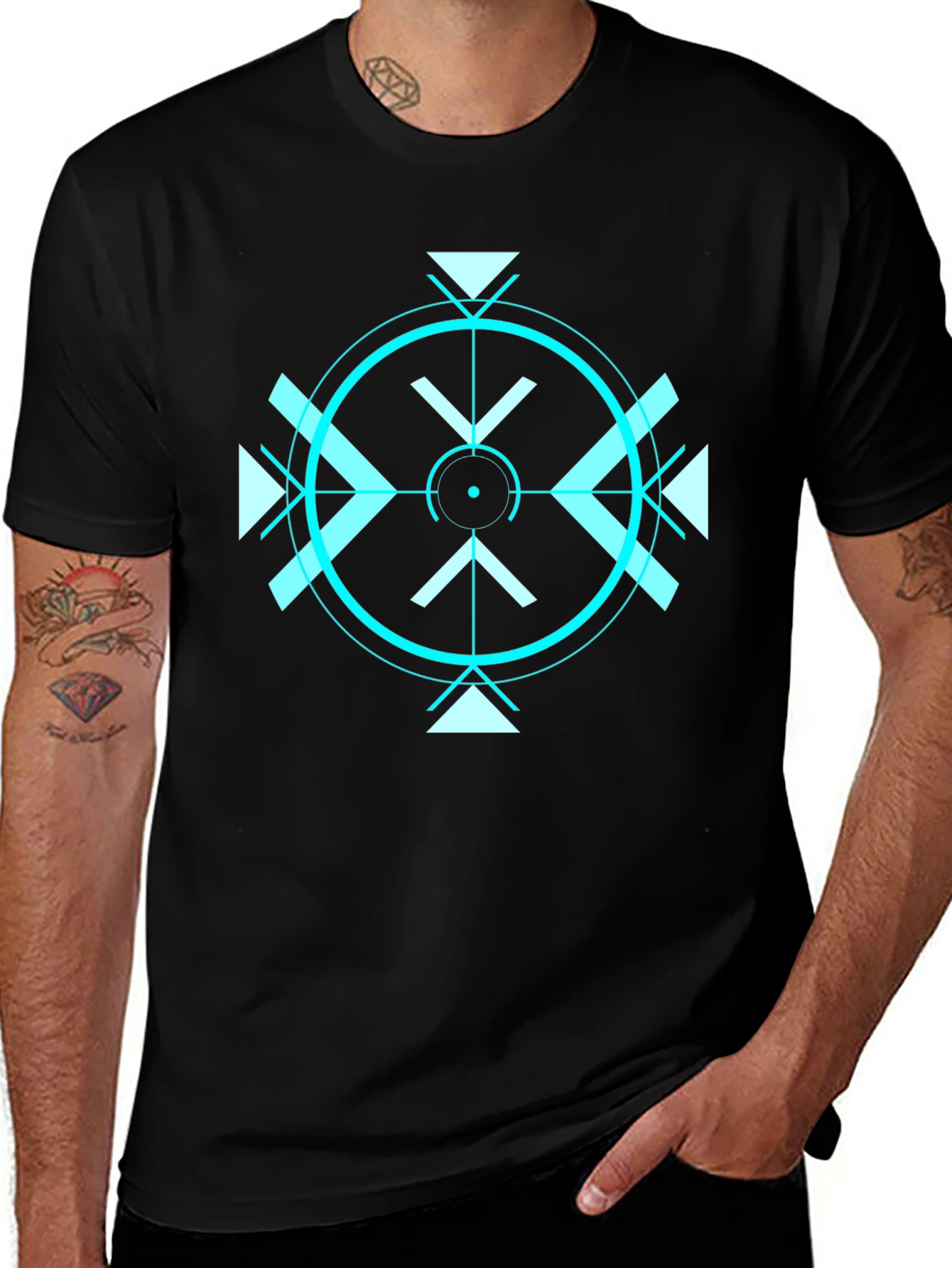Geometric Target Graphic Tee - Black