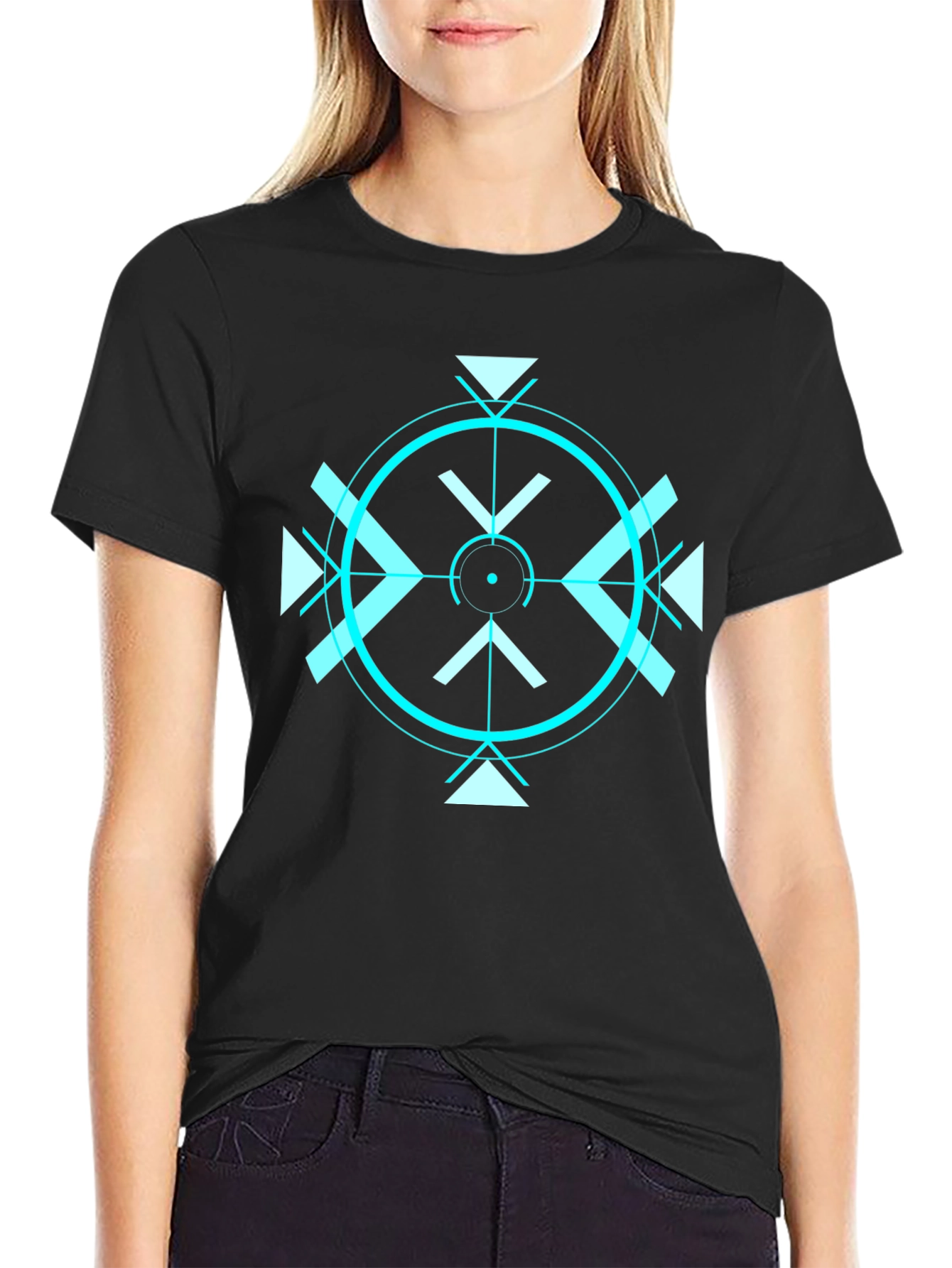 Geometric Target Graphic Tee - Black