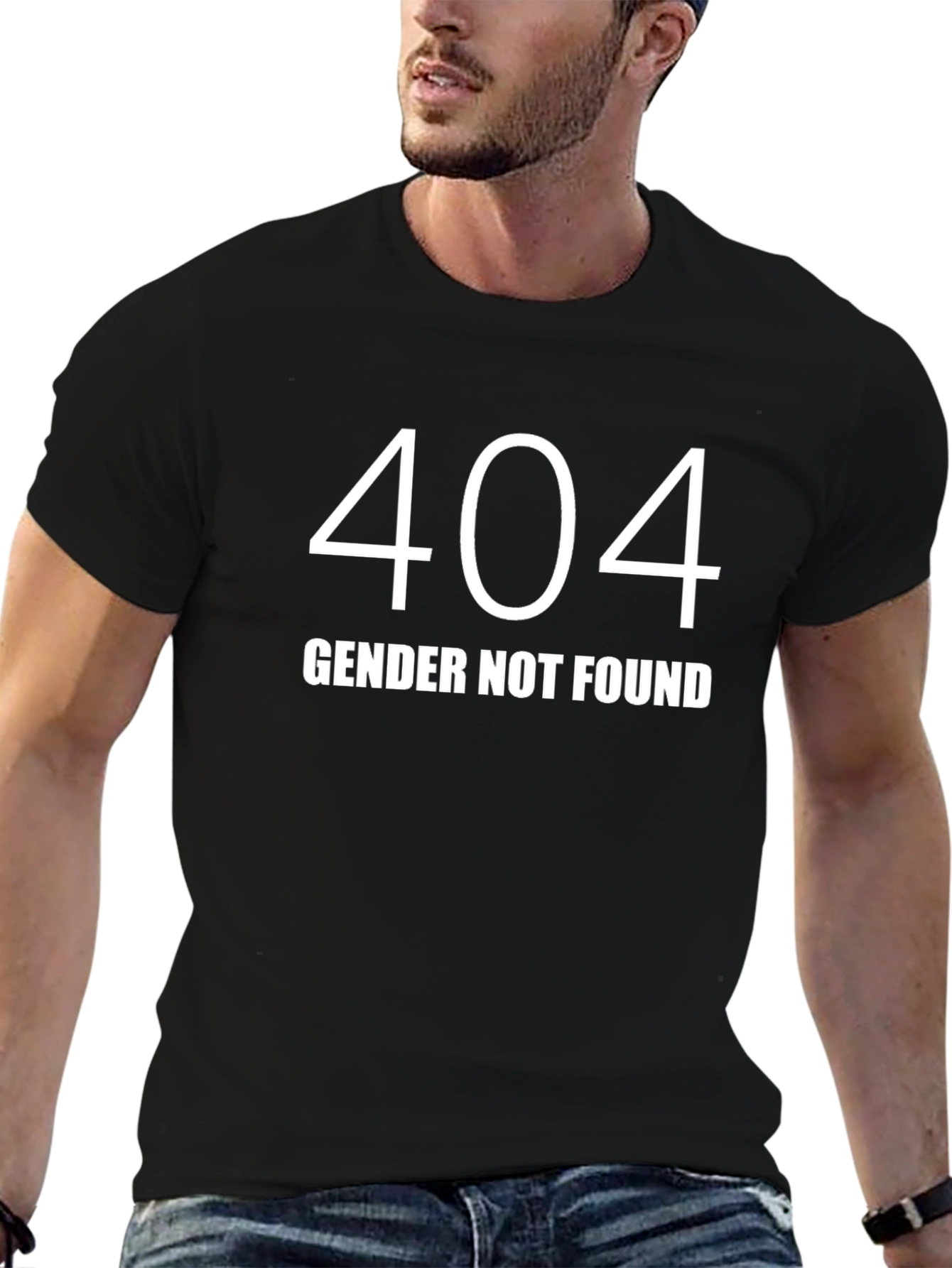 404 Gender Not Found T-Shirt - Black Unisex Tee