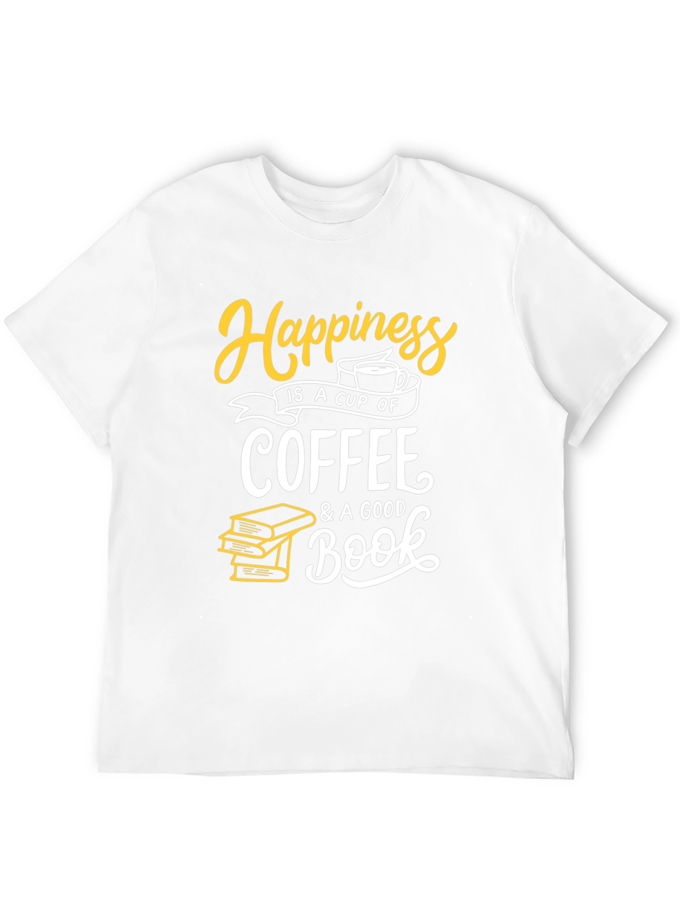 Happiness Coffee and Books Black T-Shirt