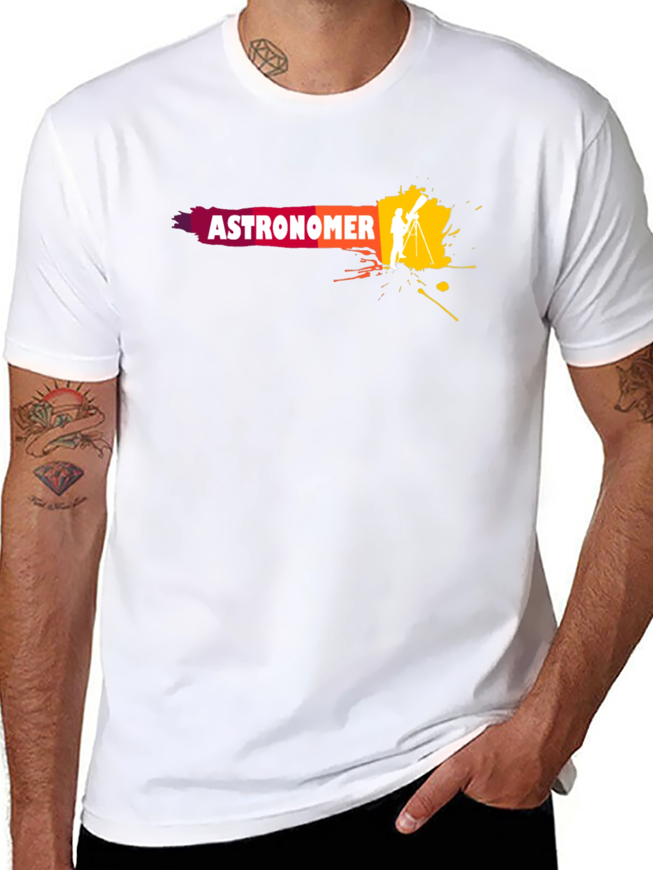 Astronomer Graphic Tee - Telescope & Stars