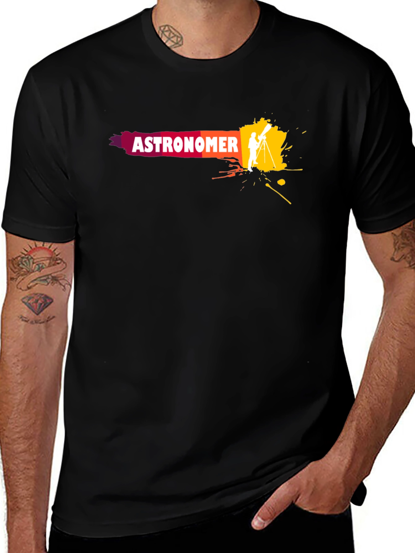 Astronomer Graphic Tee - Telescope & Stars