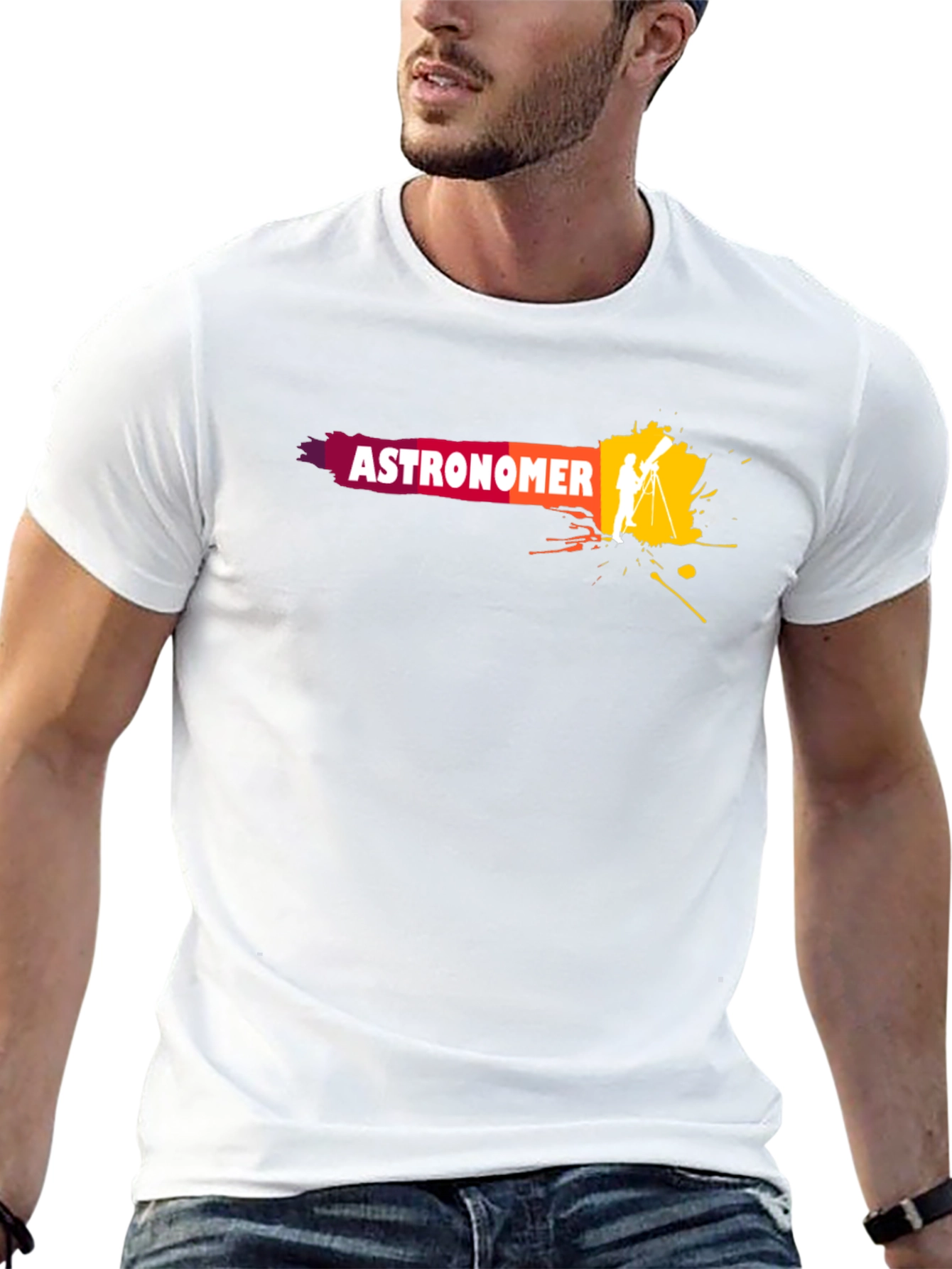 Astronomer Graphic Tee - Telescope & Stars