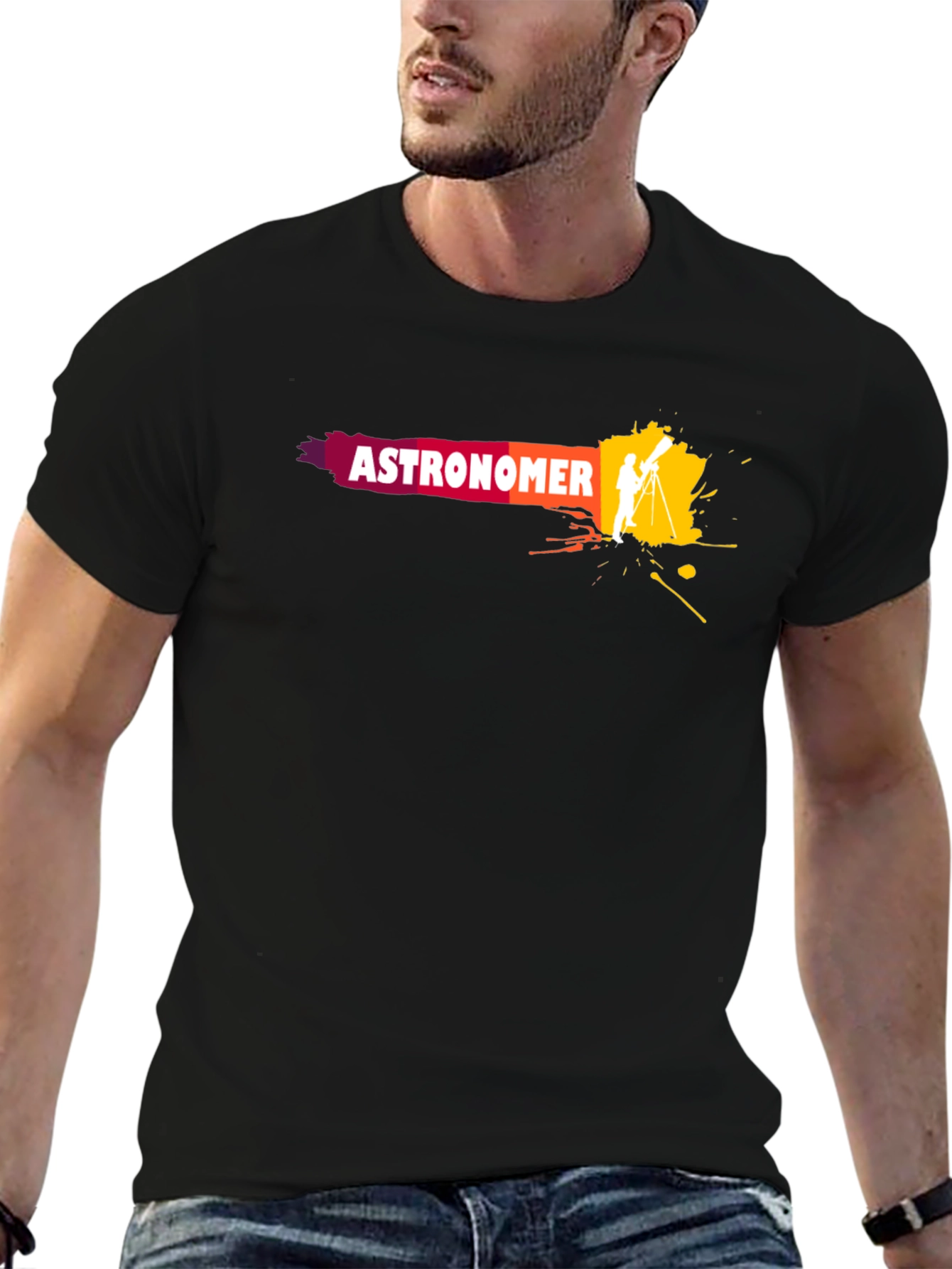 Astronomer Graphic Tee - Telescope & Stars