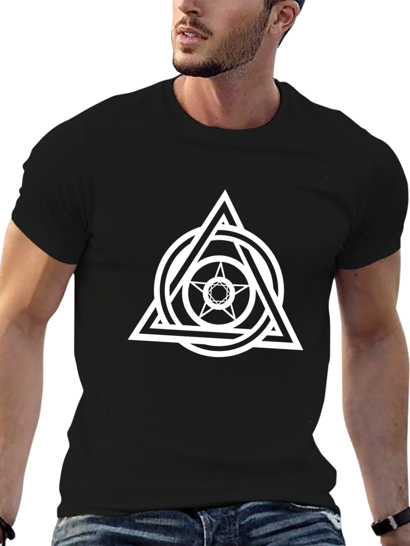 Geometric Star T-Shirt - Black Graphic Tee