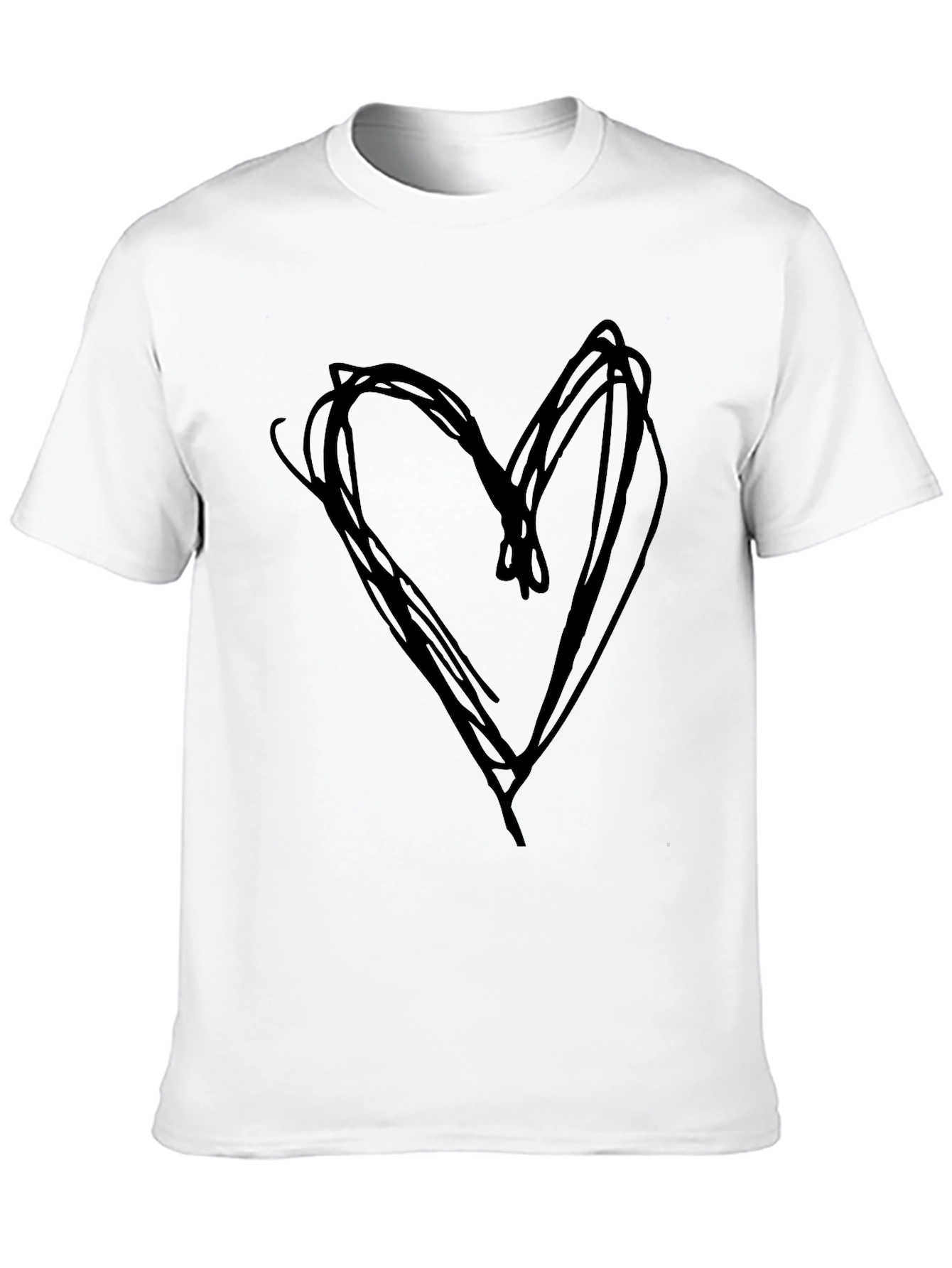 Heart Scribble Tee - Black Cotton Casual Shirt