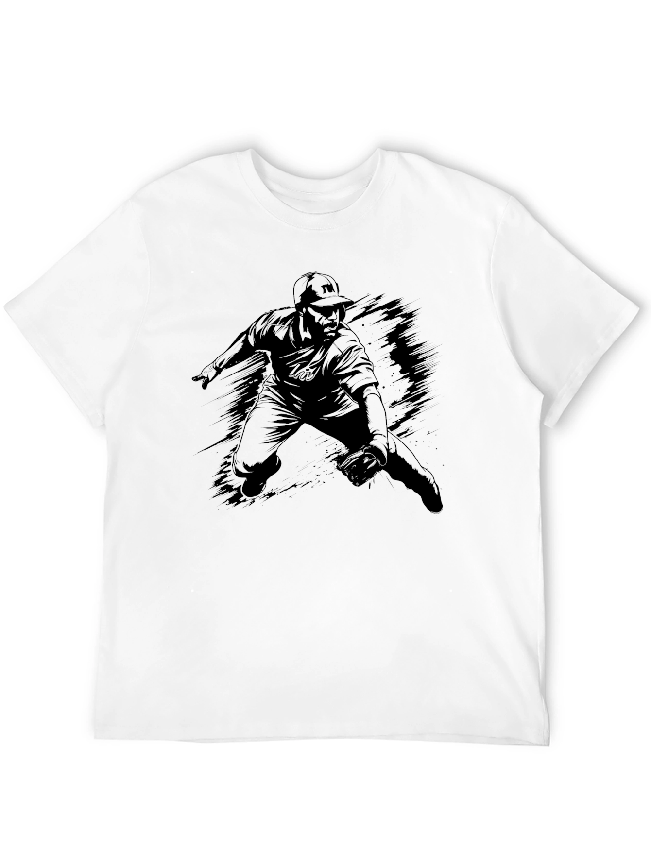 Baseball Player Silhouette Black T-Shirt