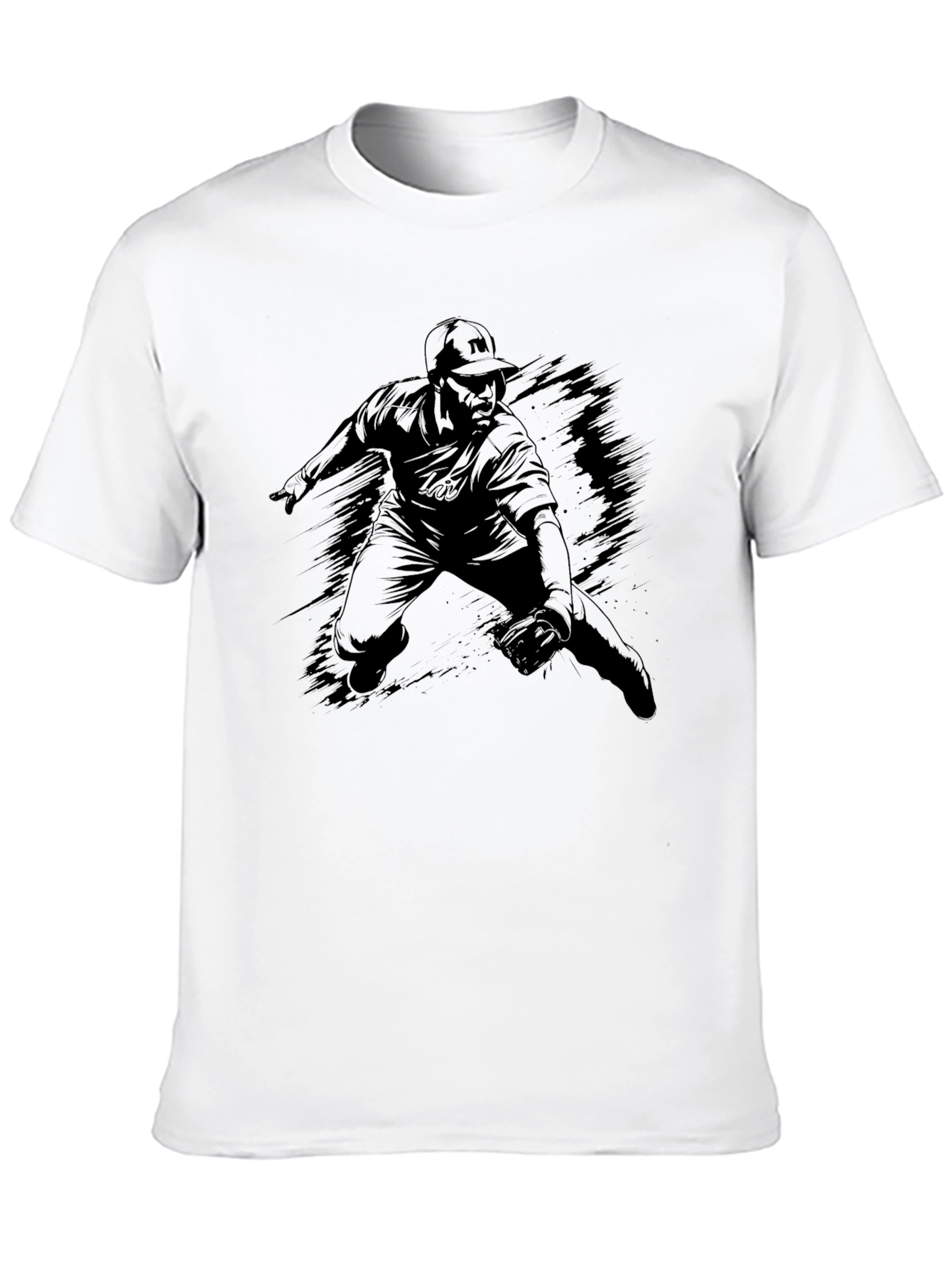 Baseball Player Silhouette Black T-Shirt