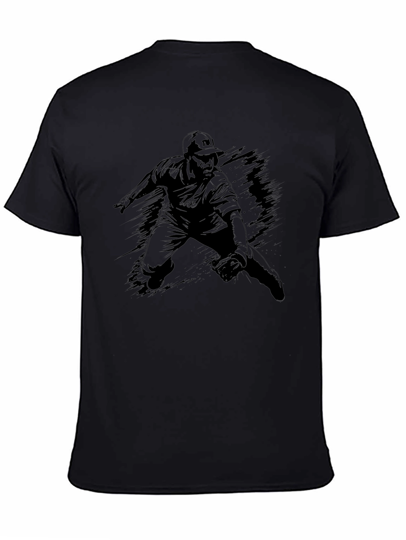 Baseball Player Silhouette Black T-Shirt