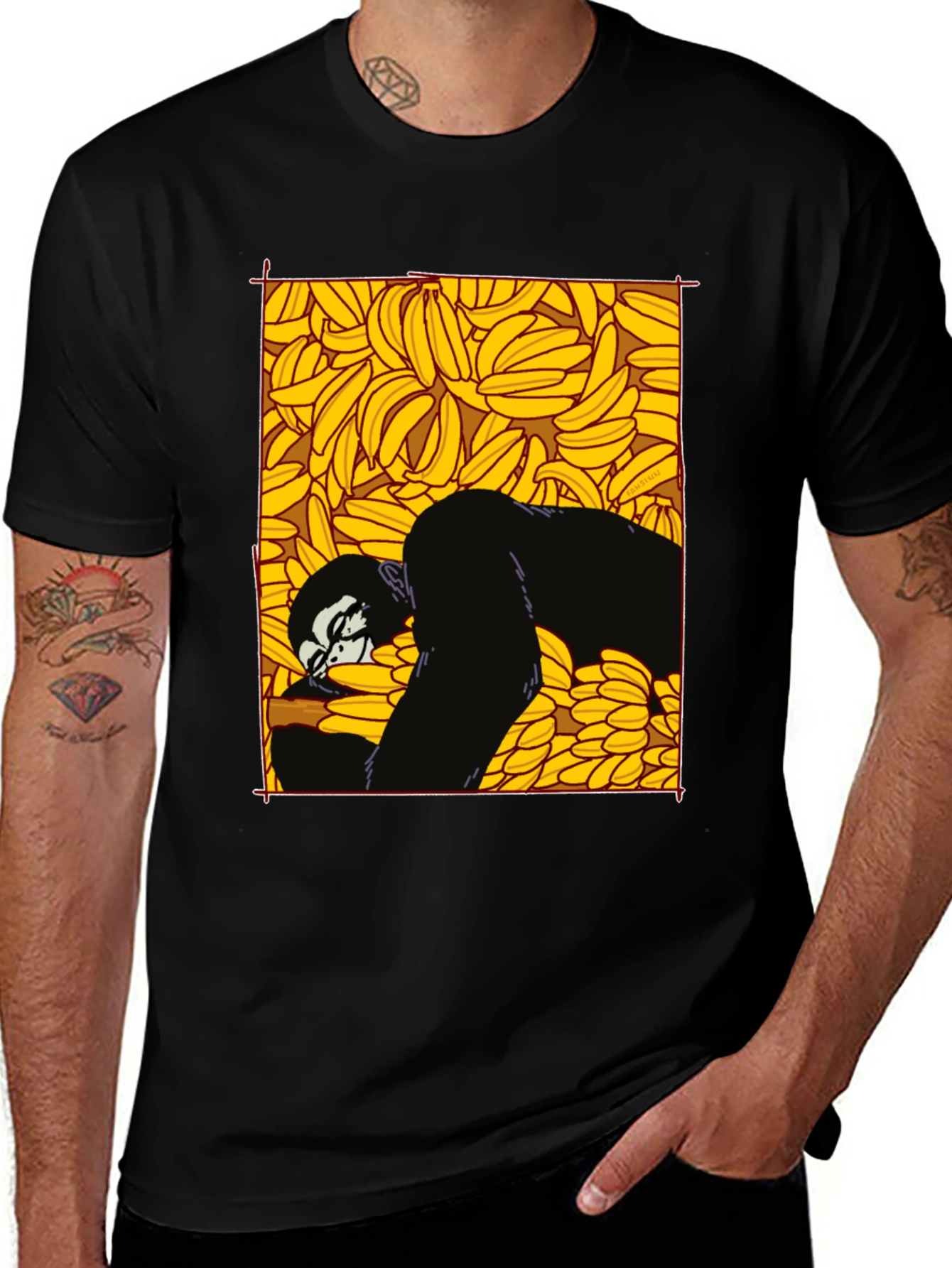 Banana Gorilla Graphic Tee - Unique Black T-Shirt
