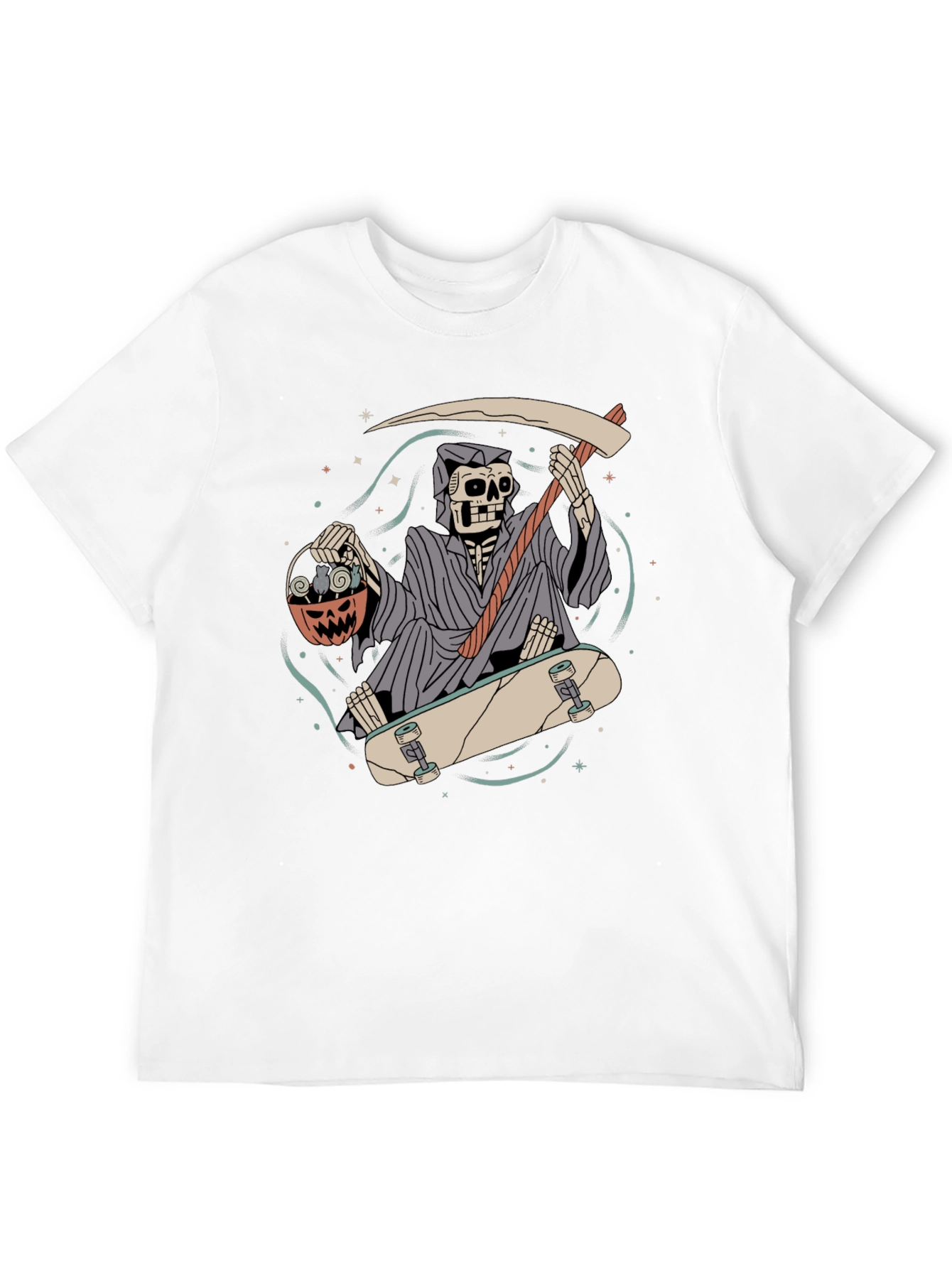 Grim Reaper Skateboarder Graphic Tee - Halloween