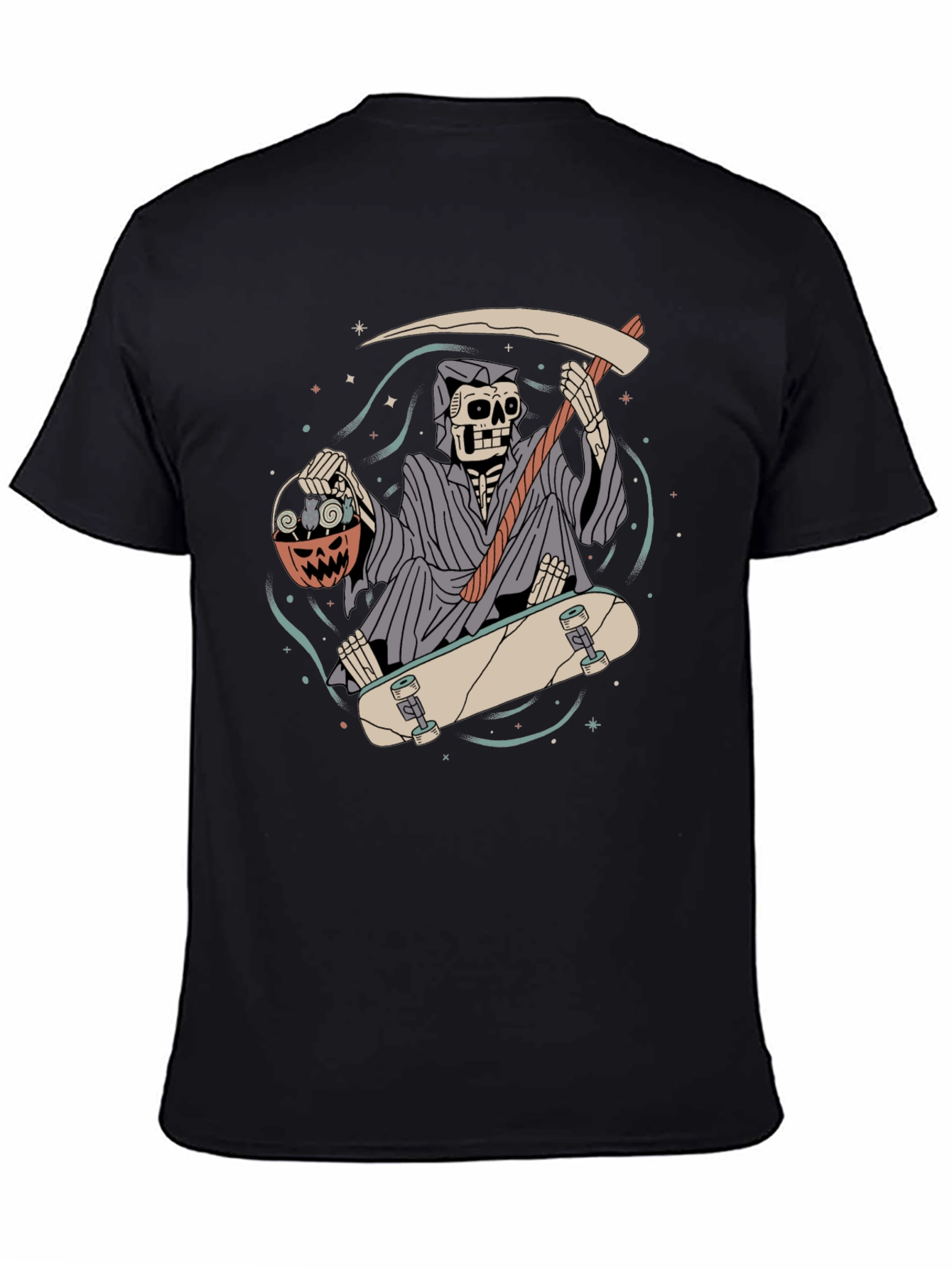 Grim Reaper Skateboarder Graphic Tee - Halloween