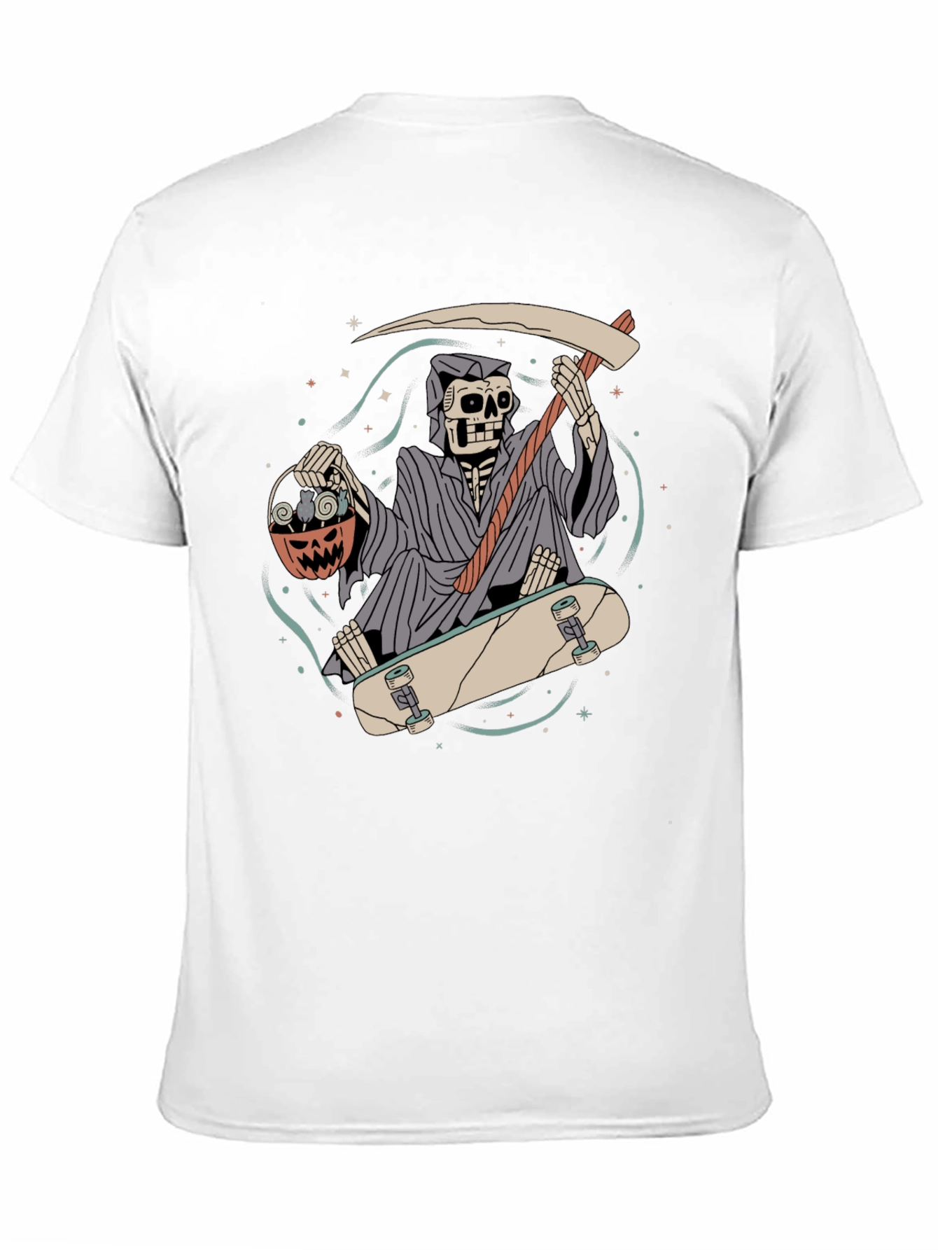 Grim Reaper Skateboarder Graphic Tee - Halloween
