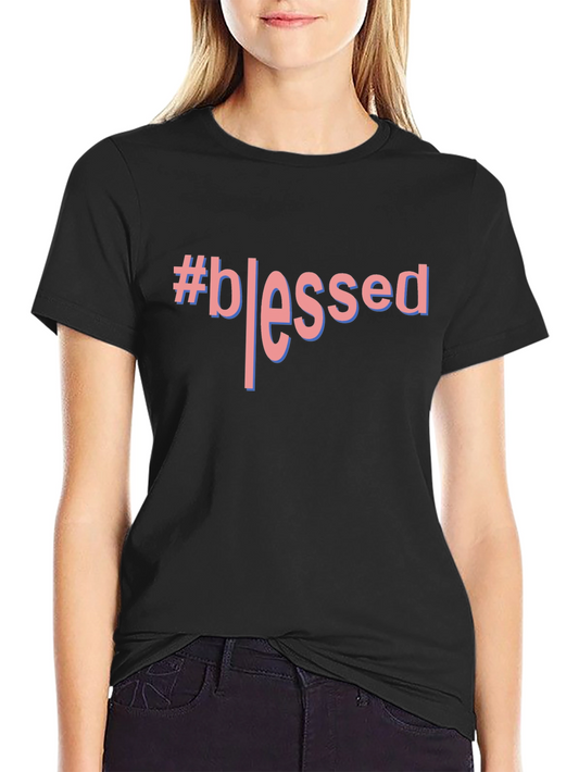 #Blessed Graphic T-Shirt - Black Crew Neck Tee