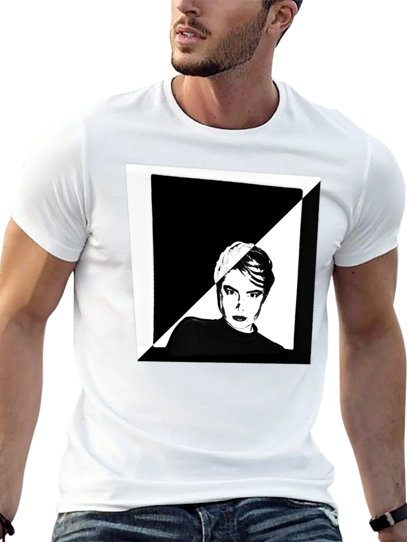 Abstract Portrait Graphic Tee - Black