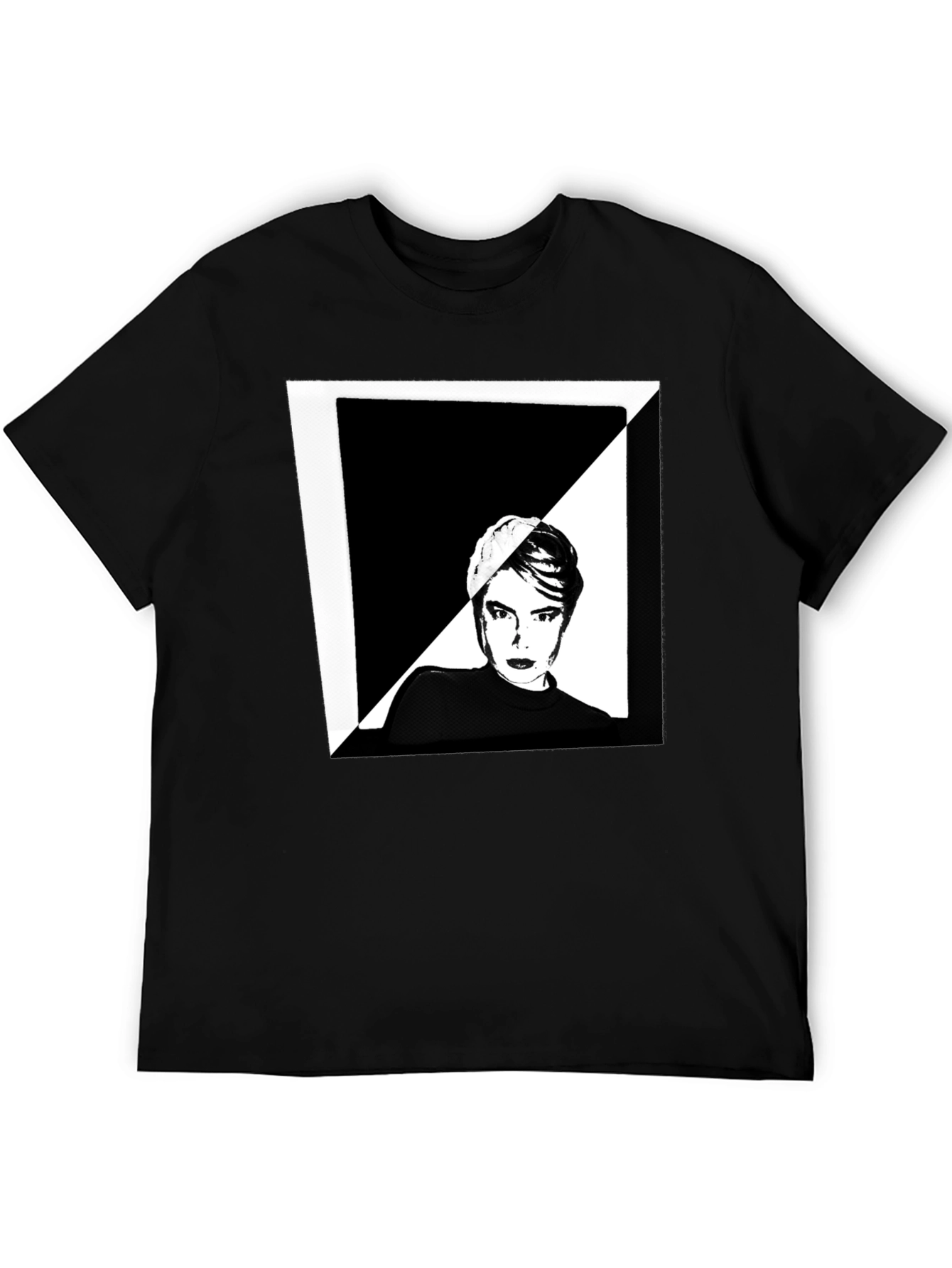 Abstract Portrait Graphic Tee - Black