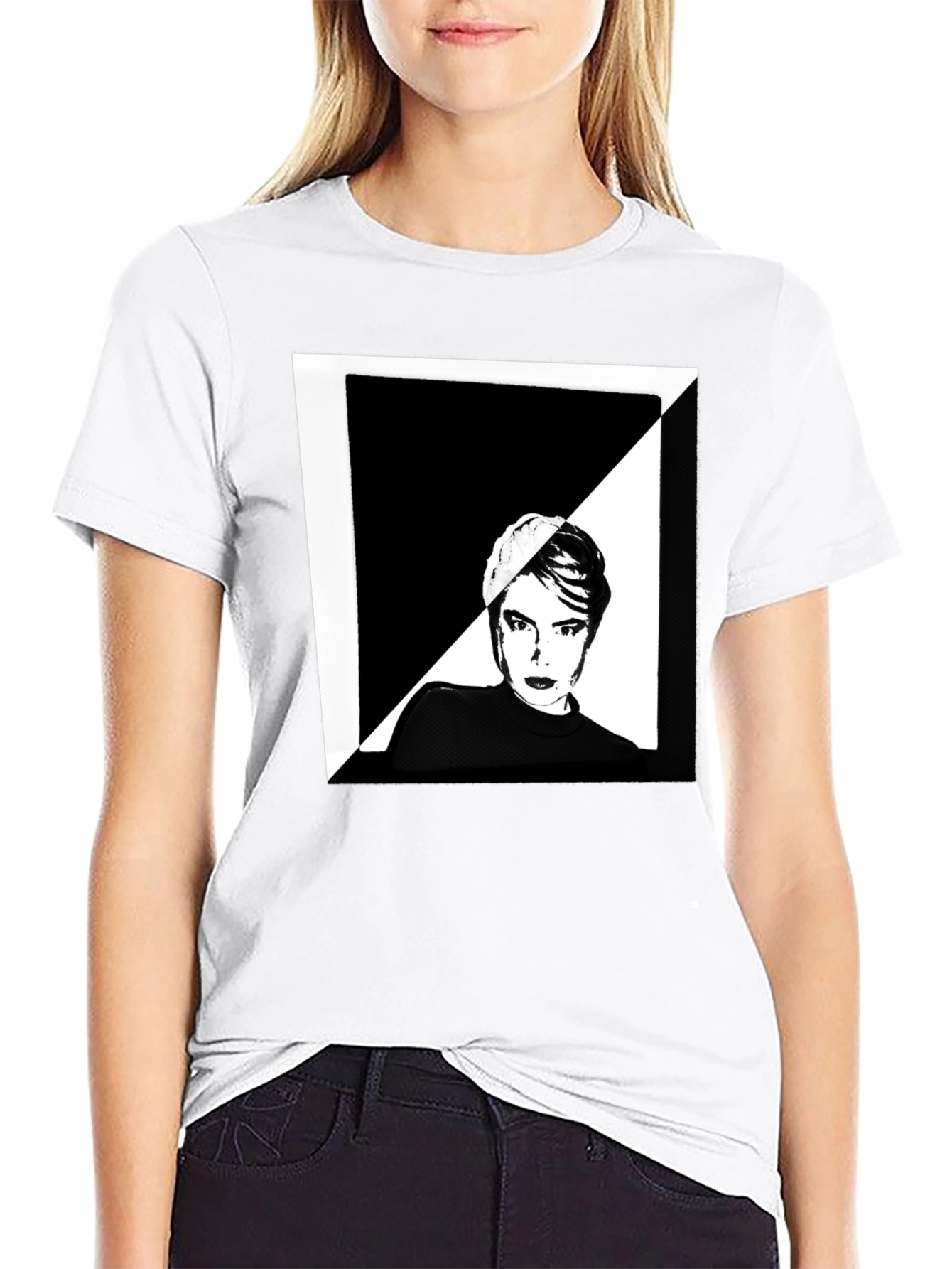 Abstract Portrait Graphic Tee - Black