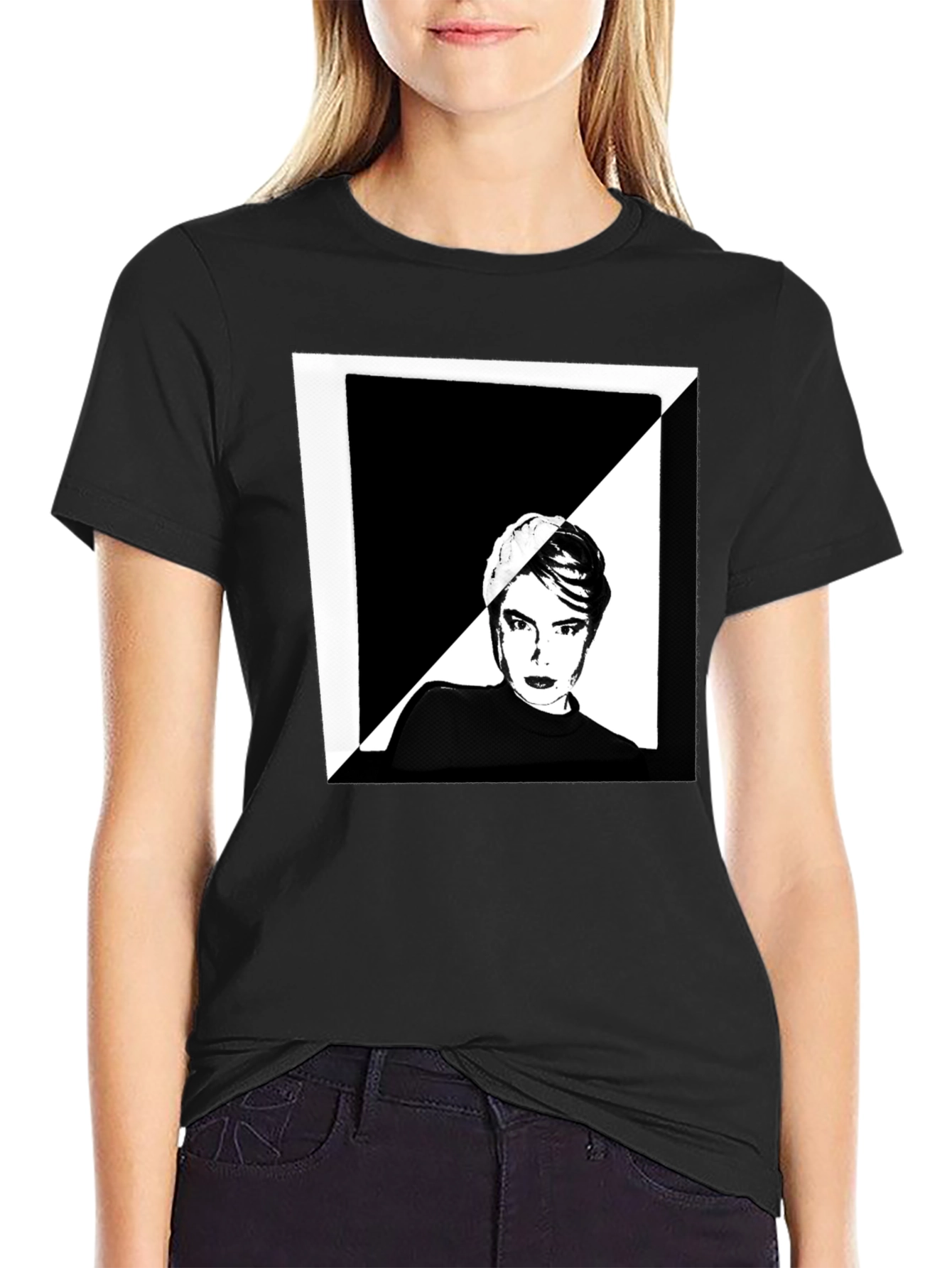 Abstract Portrait Graphic Tee - Black