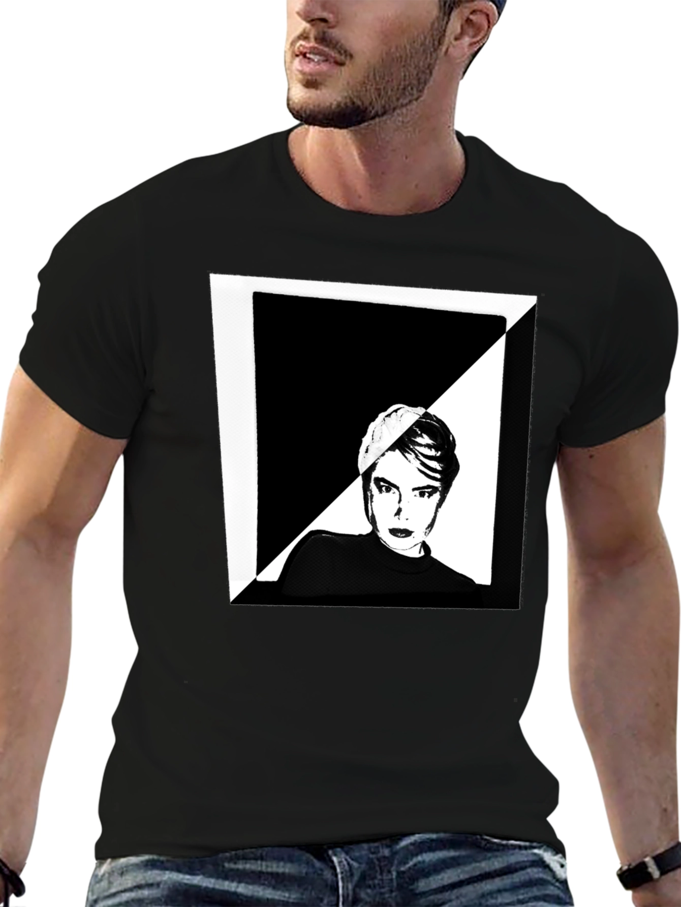 Abstract Portrait Graphic Tee - Black