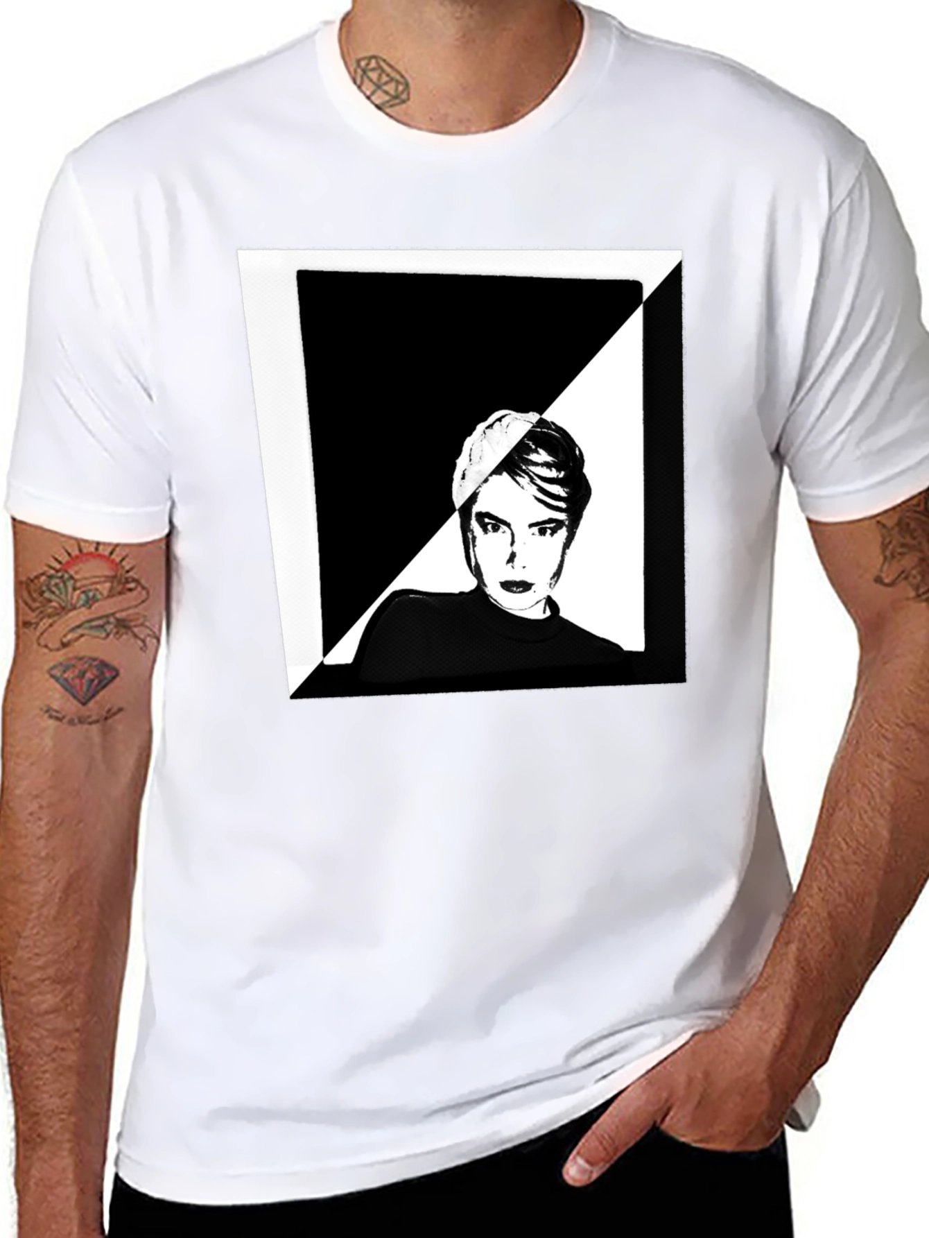 Abstract Portrait Graphic Tee - Black