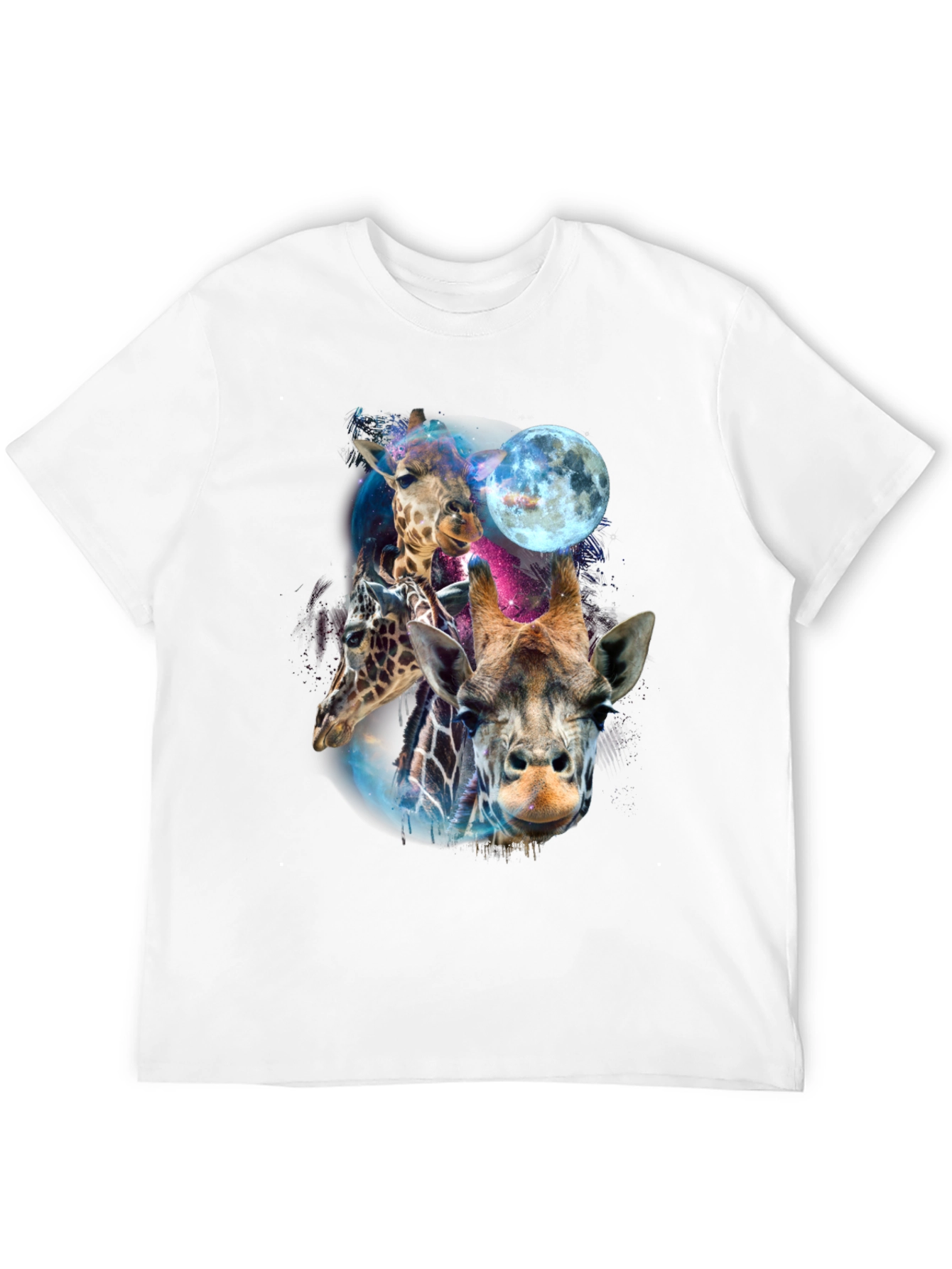 Giraffe Galaxy Mens Black T-Shirt