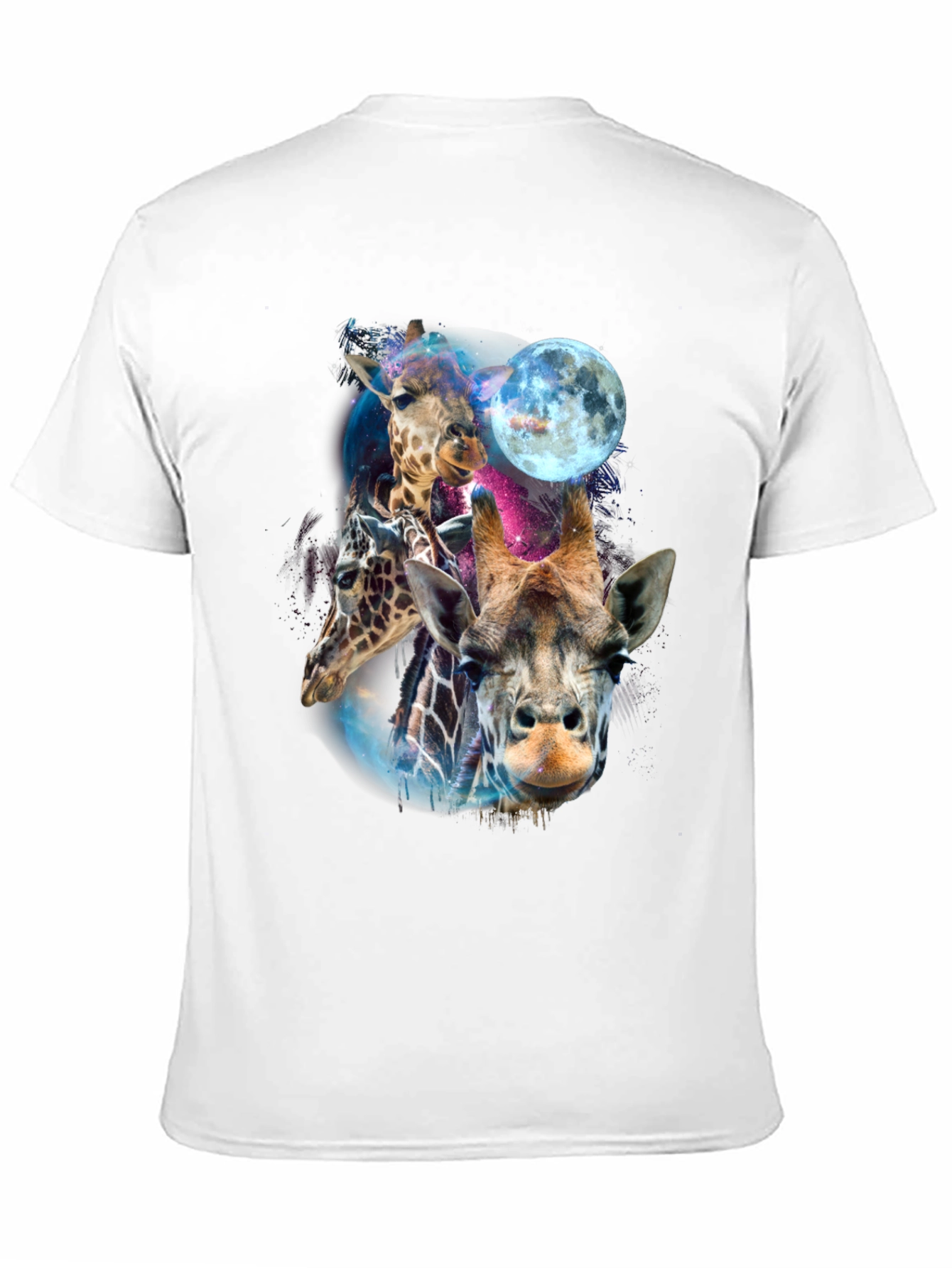 Giraffe Galaxy Mens Black T-Shirt