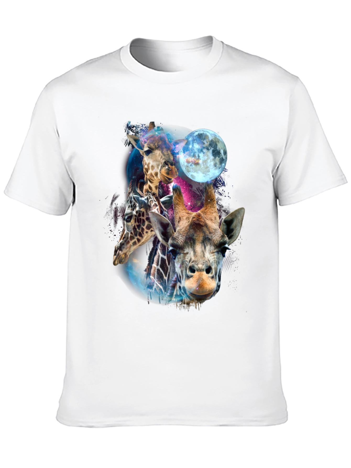 Giraffe Galaxy Mens Black T-Shirt