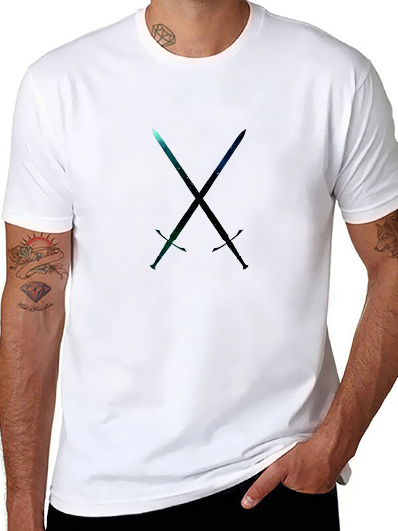 Galaxy Sword Crossed T-Shirt - Sci-Fi Style