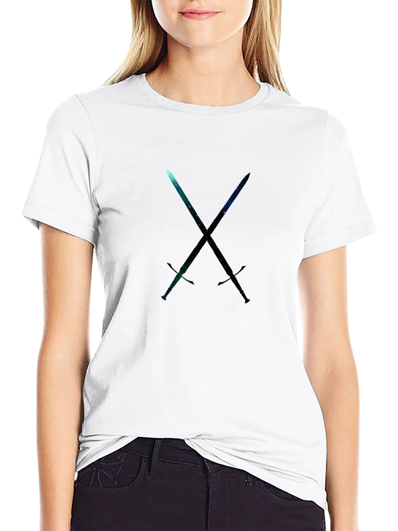 Galaxy Sword Crossed T-Shirt - Sci-Fi Style