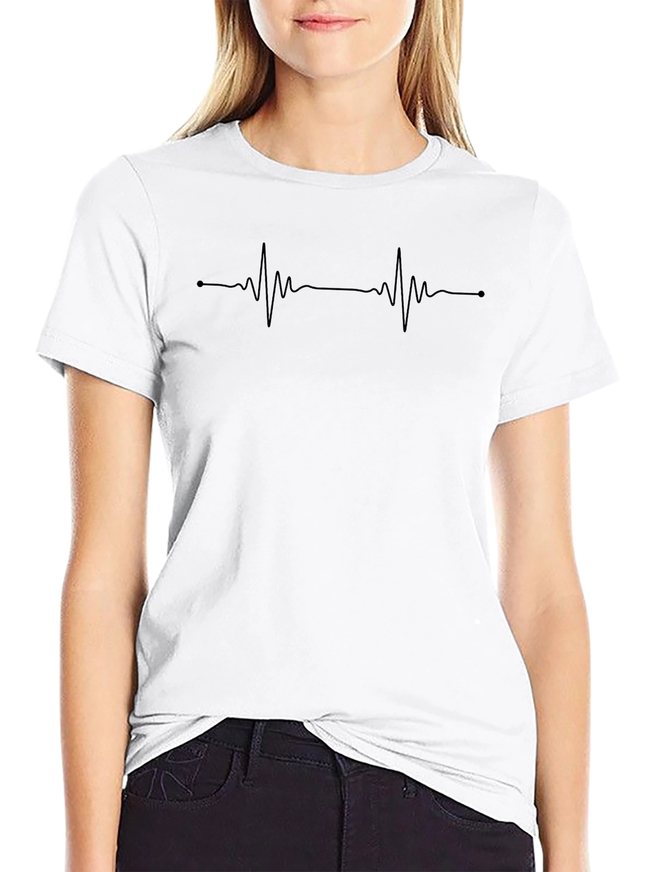 Heartbeat Graphic Tee - Classic Black Crew Neck